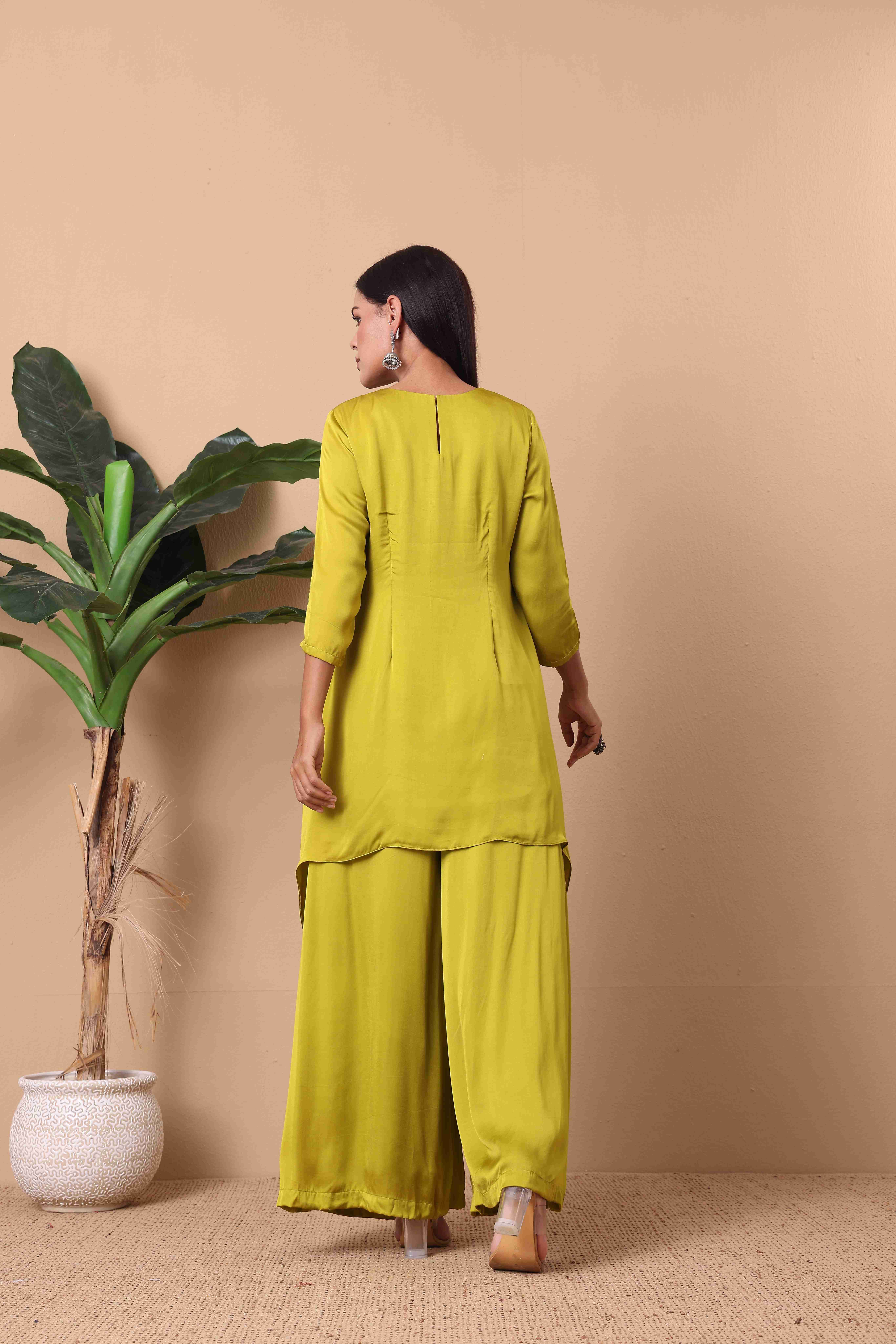 Olive Green Embellished Kurta Set