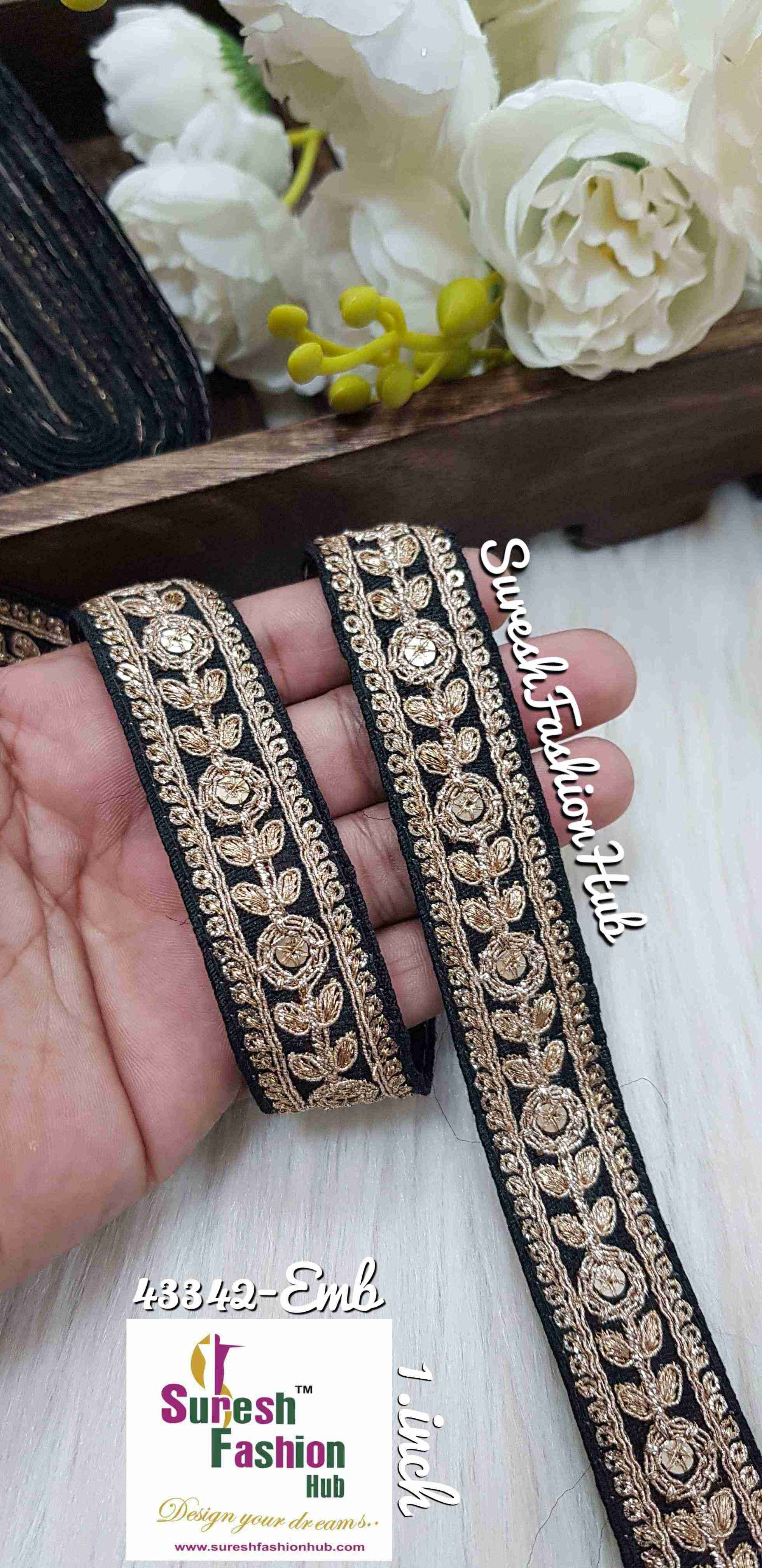 Midnight Black Sparkle Fusion Lace - 1 Inch