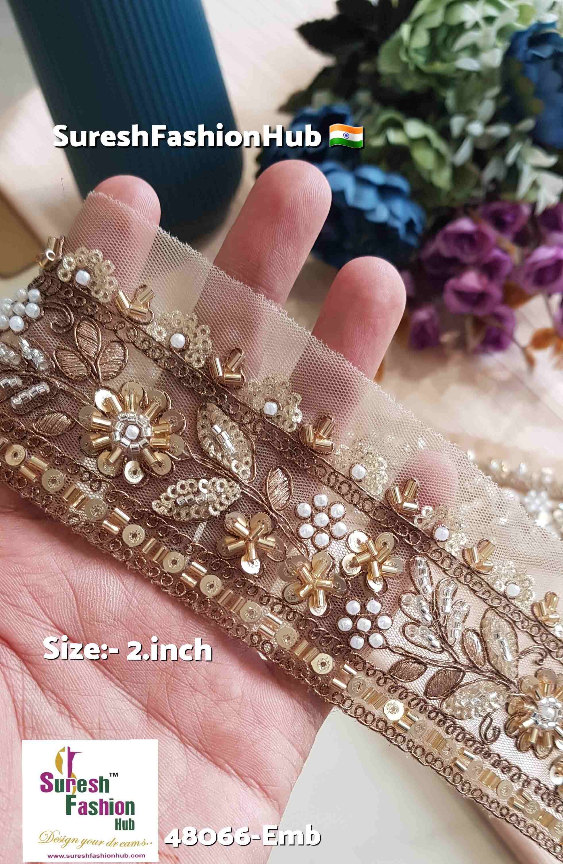 Antique Matt Floral Embroidery Border Lace