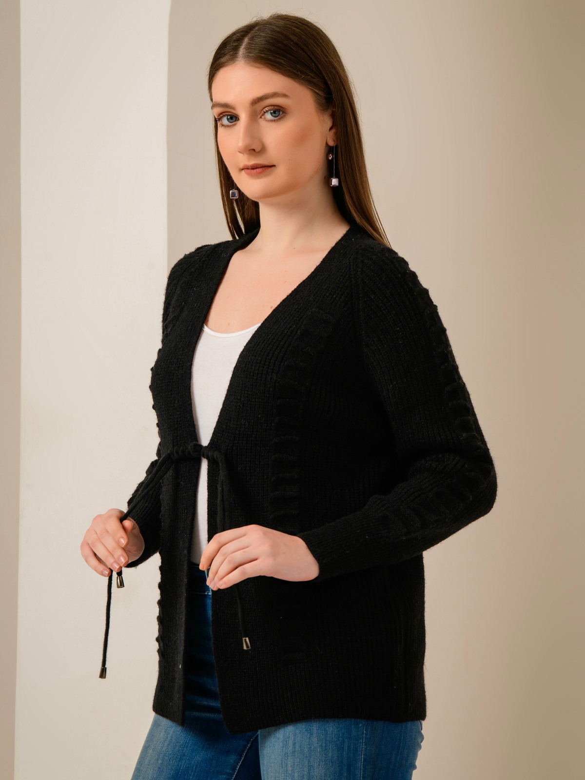 ALBION SMART BLACK LADIES WINTER TOP (WOOLEN)