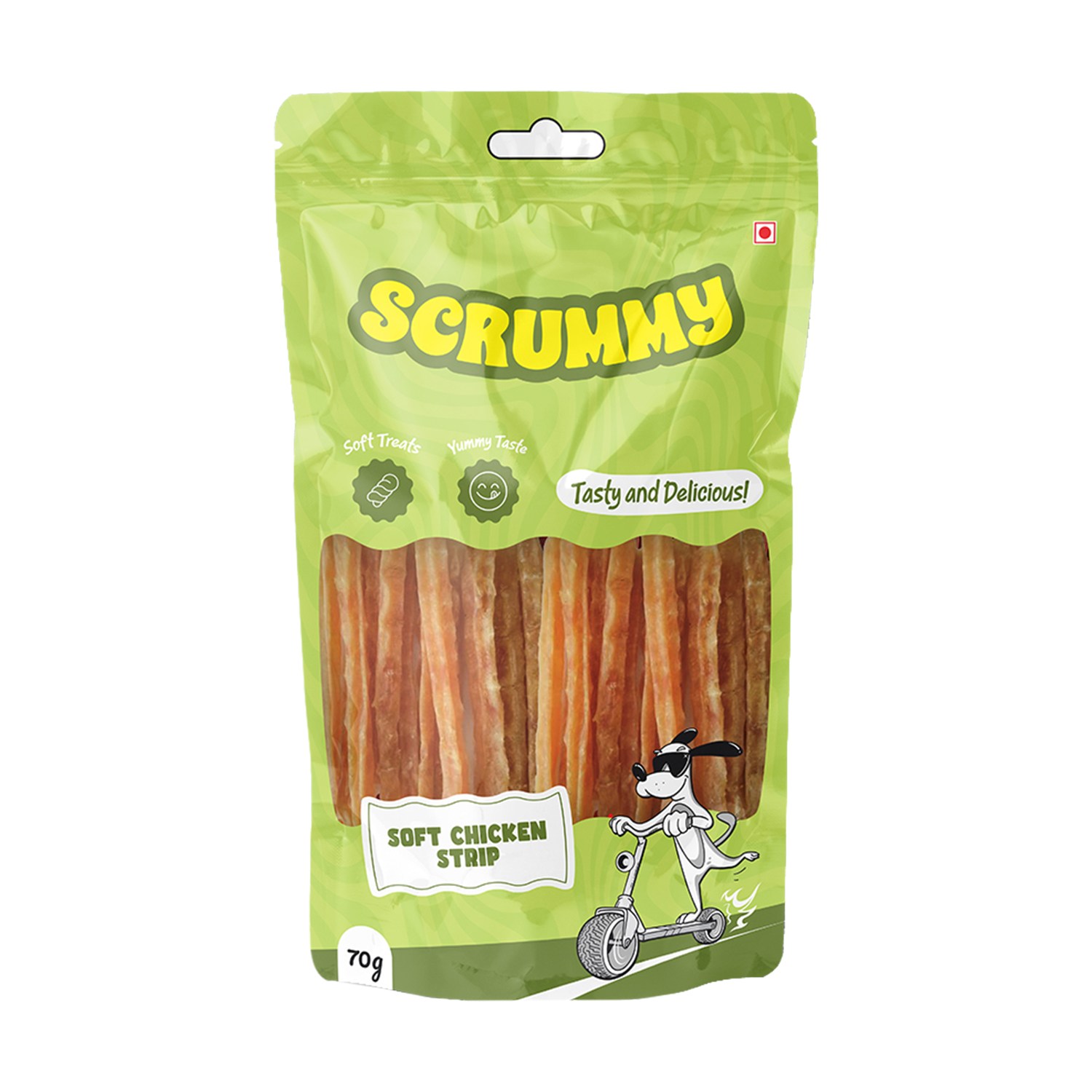 Scrummy Soft Chicken Strips Dog Treats 70g