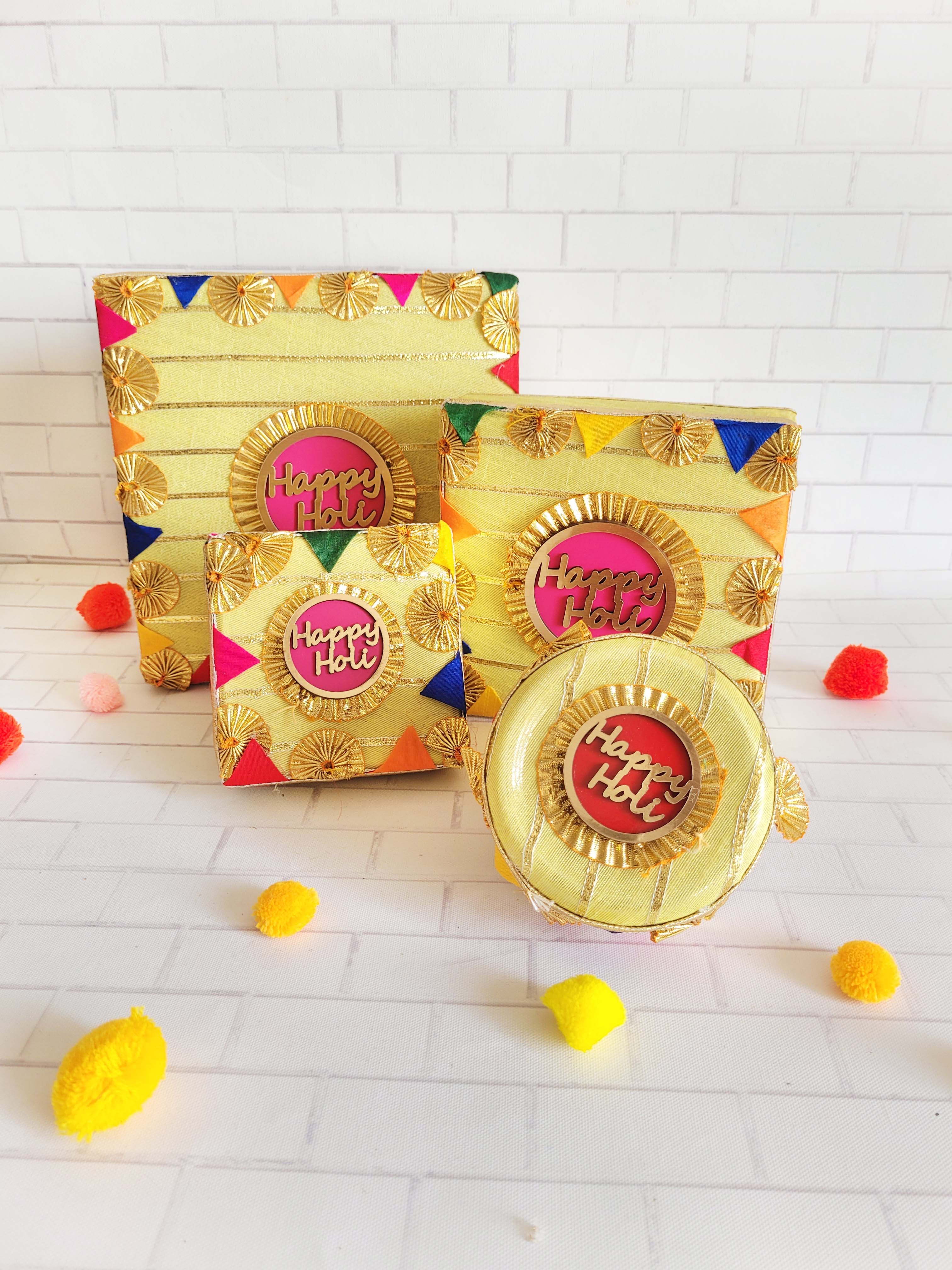 Floral art | Happy Holi Box Sets-Yellow undefined