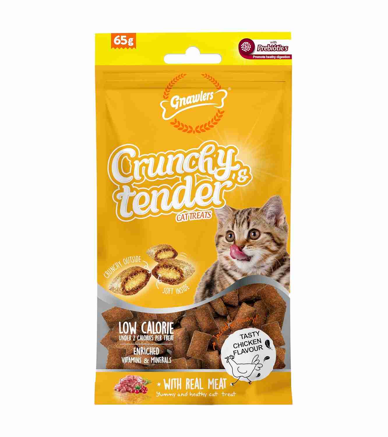 Gnawlers Crunchy & Tender Tasty Chicken Flavour for Cats, 65 gm