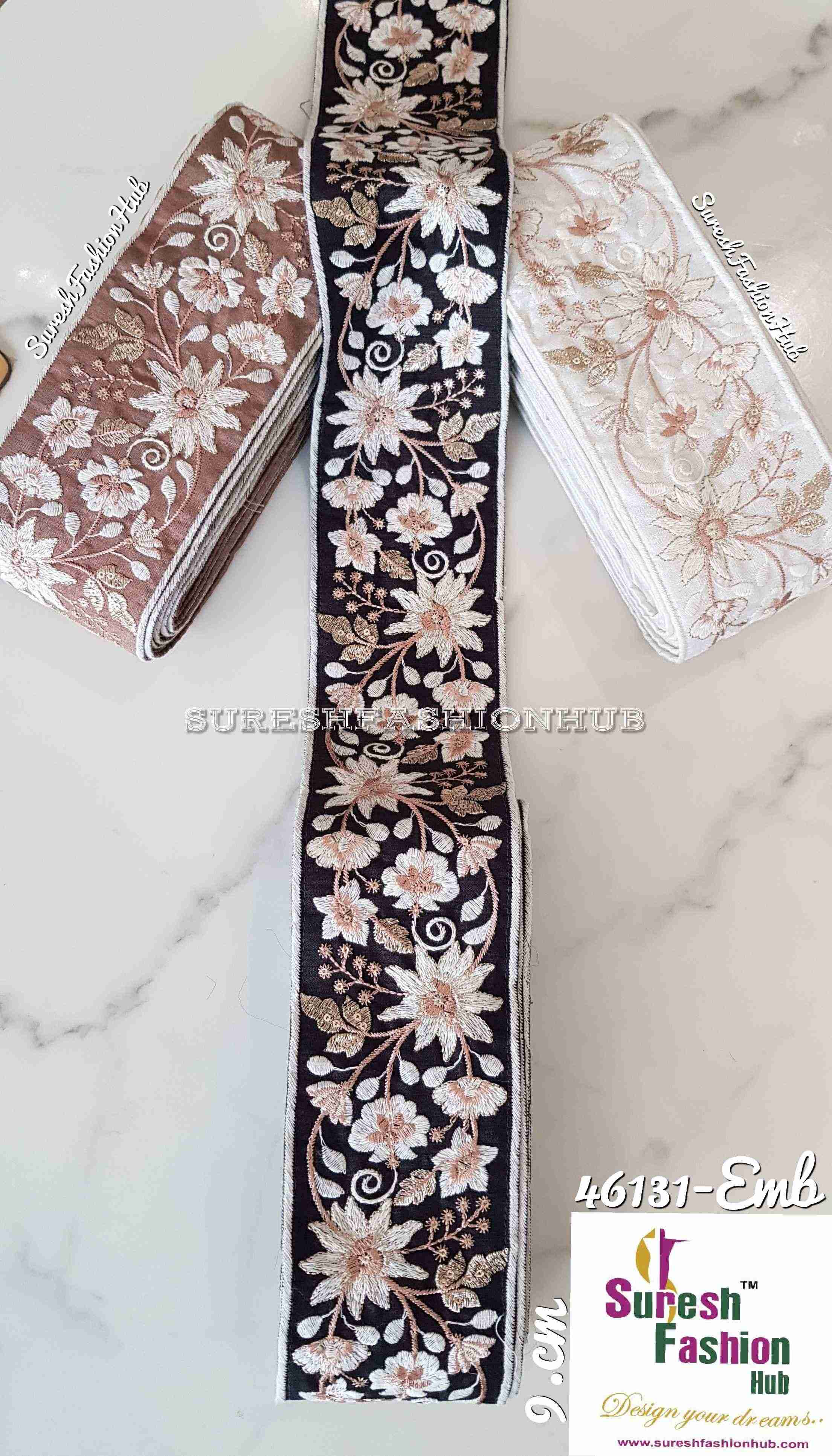 Floral Fantasy Black  Designer Trim