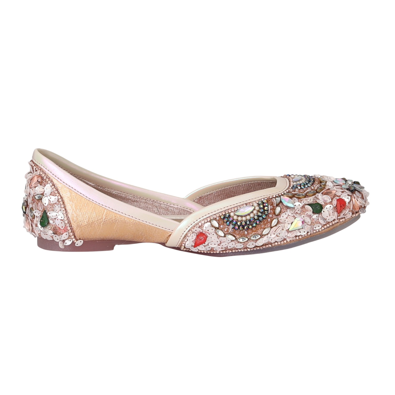 Blush Gold Floral Embroidered Jutti