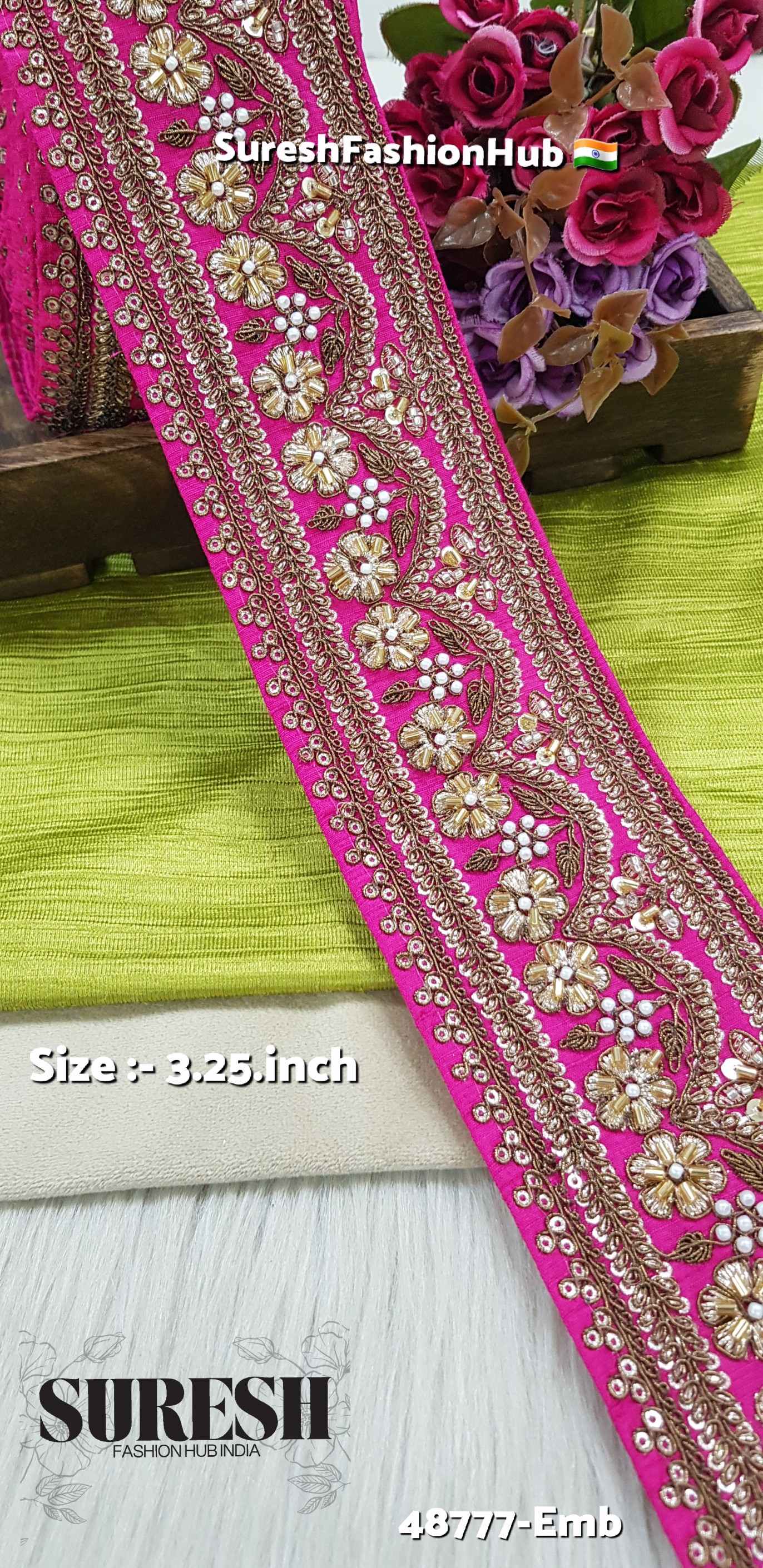 48777-Emb Royal ZariBloom Machine Embroidery Lace – Rani