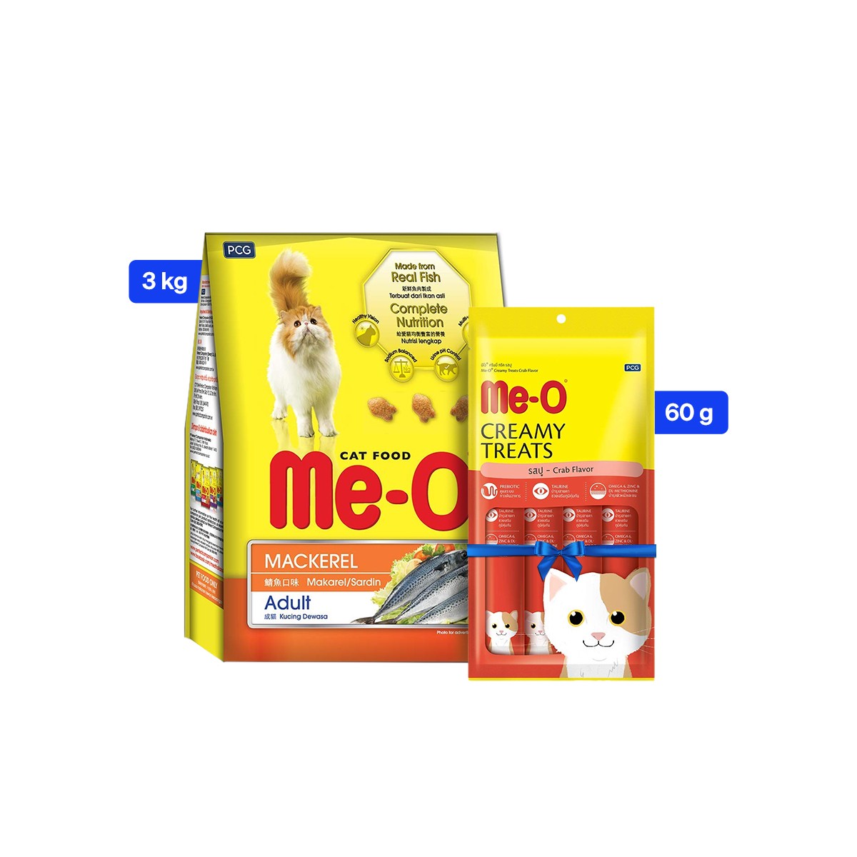 Me O Dry Young Adult Cat Food Mackerel Flavor - 3 Kg + Treat