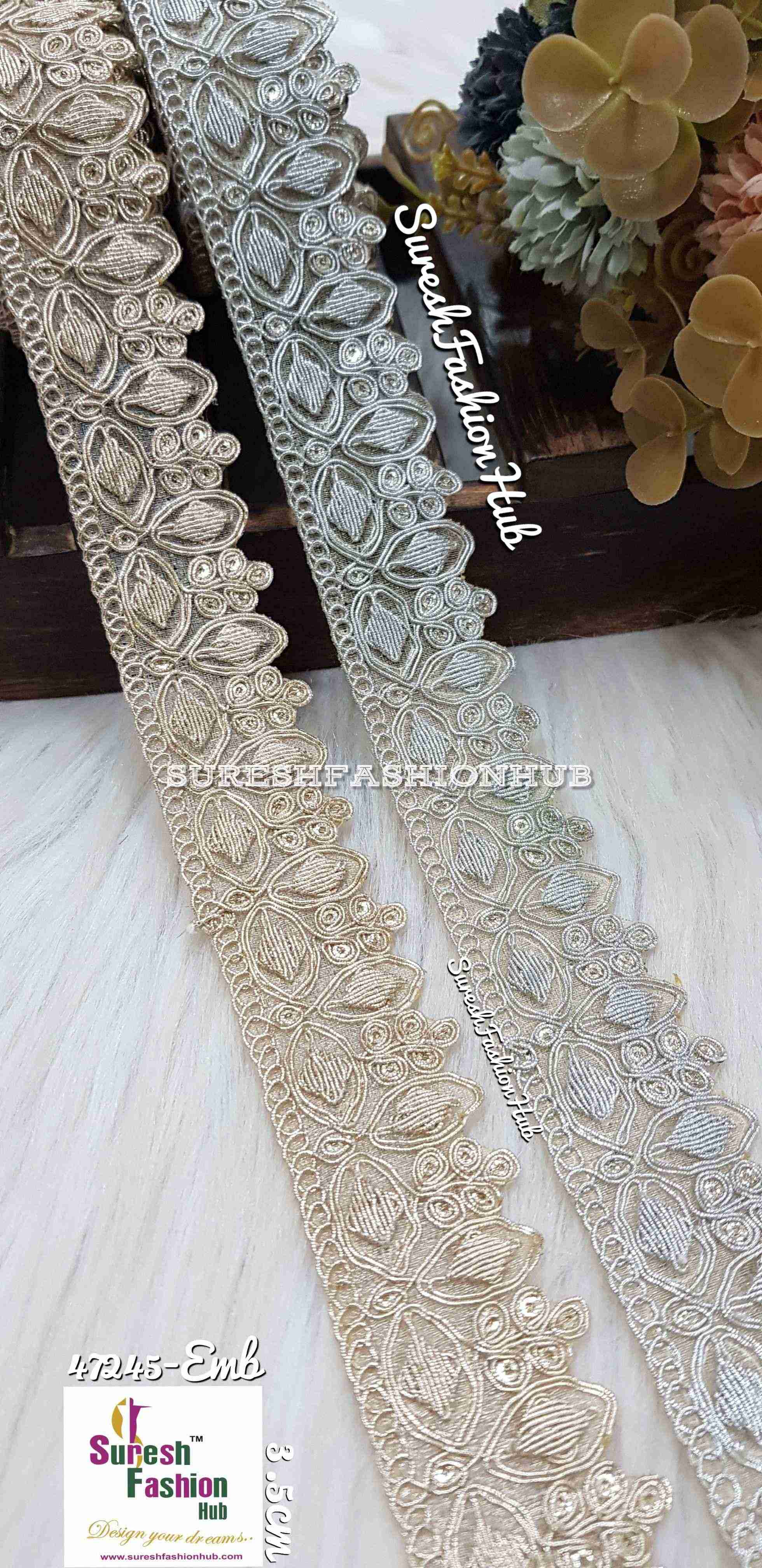Ornate Water Shade Leafy Lace Trim