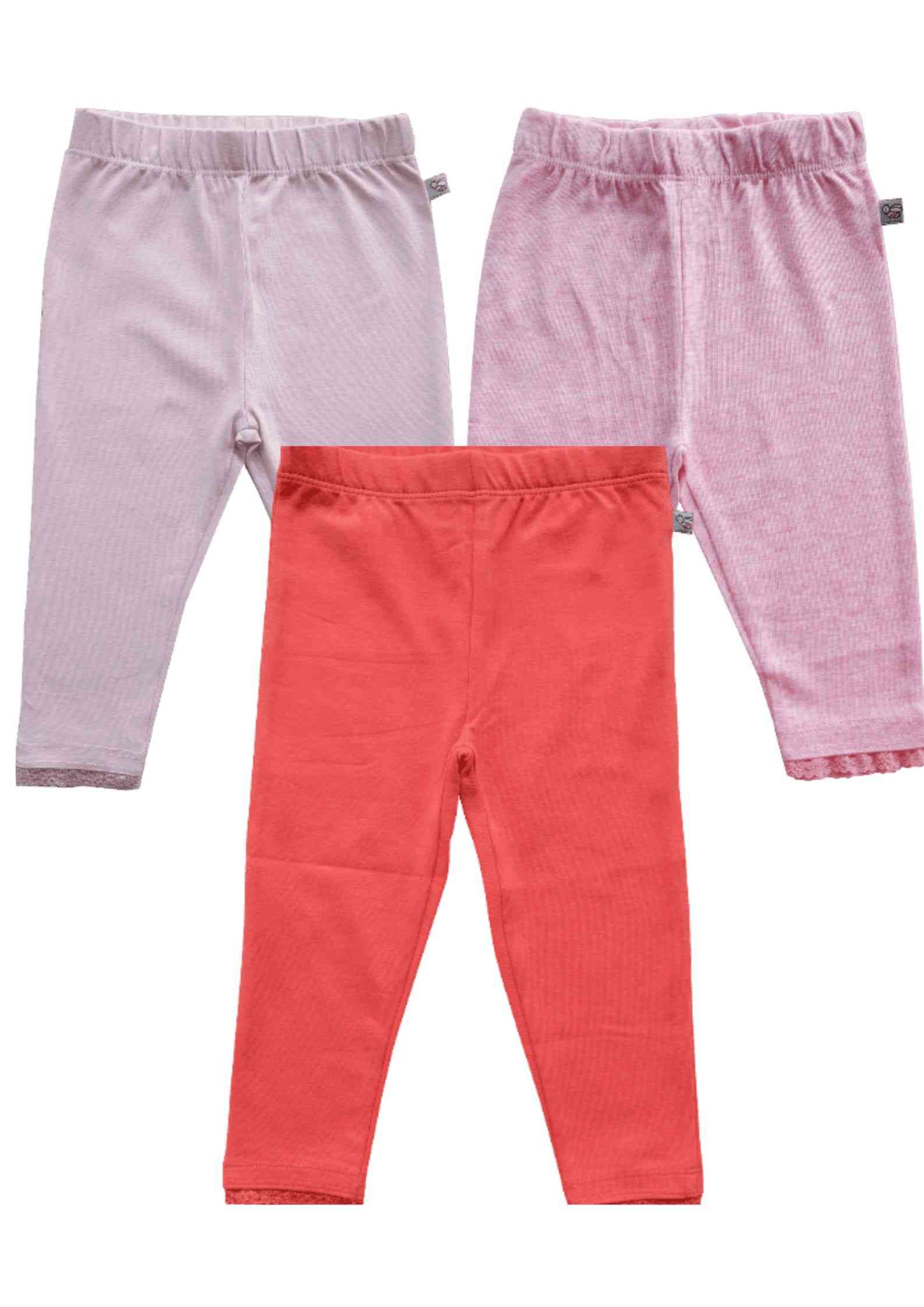 Baby Girls 3pc Combo Leggings (Light Pink+Coral+Pink Mel)