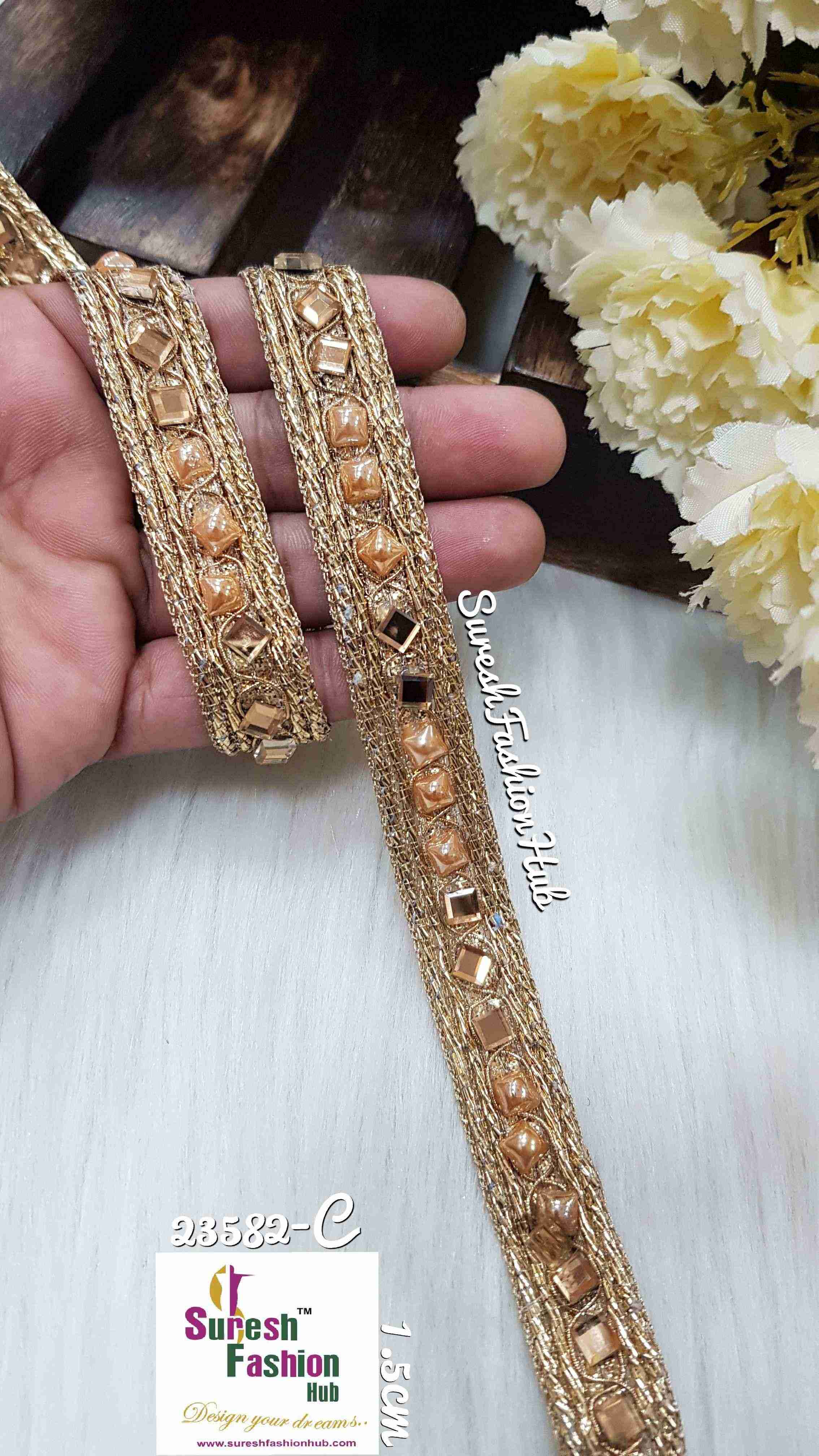 Gold Opulent Zari and Stone Borders
