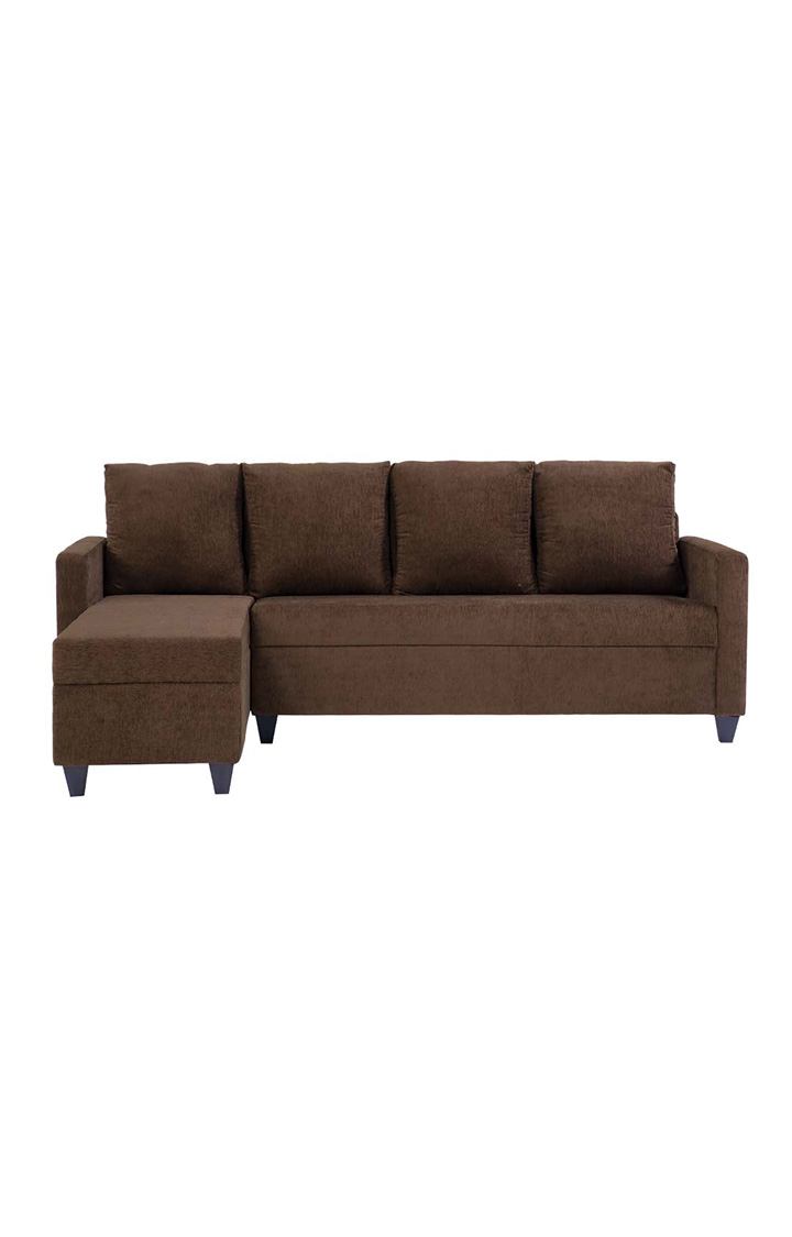 neudot Saya RHS Sectional Sofa for Living Room |6 Person Sofa| Premium Fabric with Cushioned Armrest | 12 Months Warranty| Solid Wood Frame| 6 Seater in Saya Brown Color DIY(Do-It-Yourself)