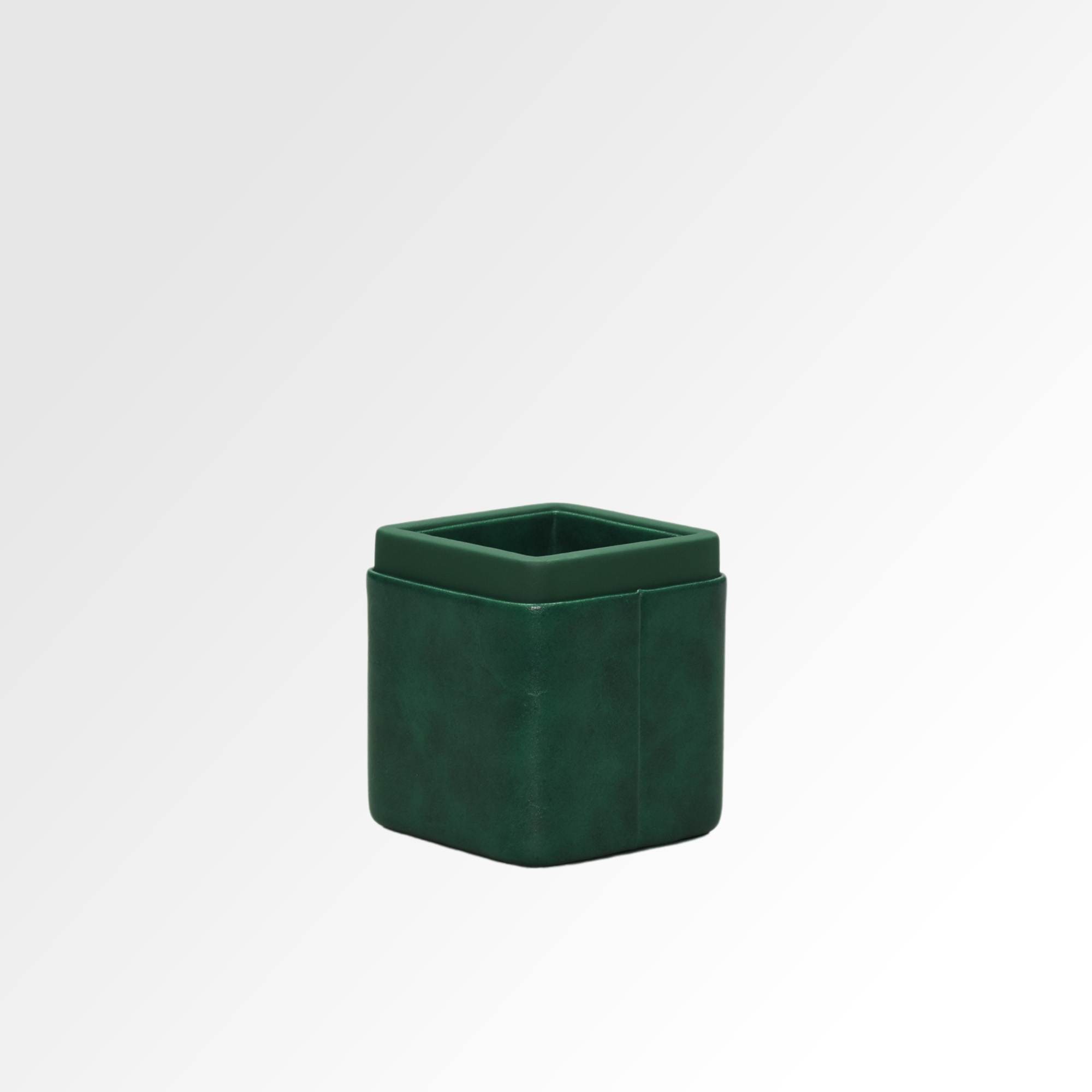 Pen/Pencil Holder | Faux Leather | Square Small | Moderno | Olive Green