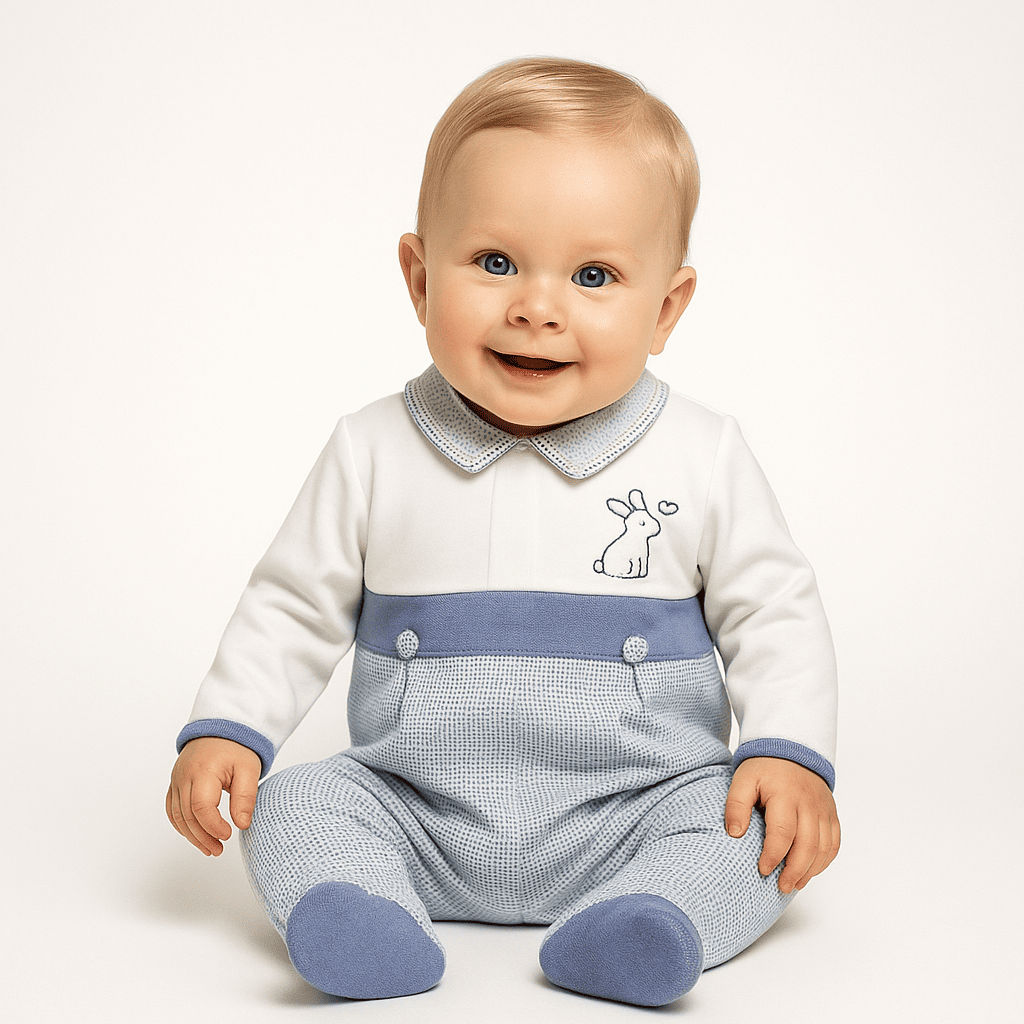 Blue Bunny Love Baby Romper