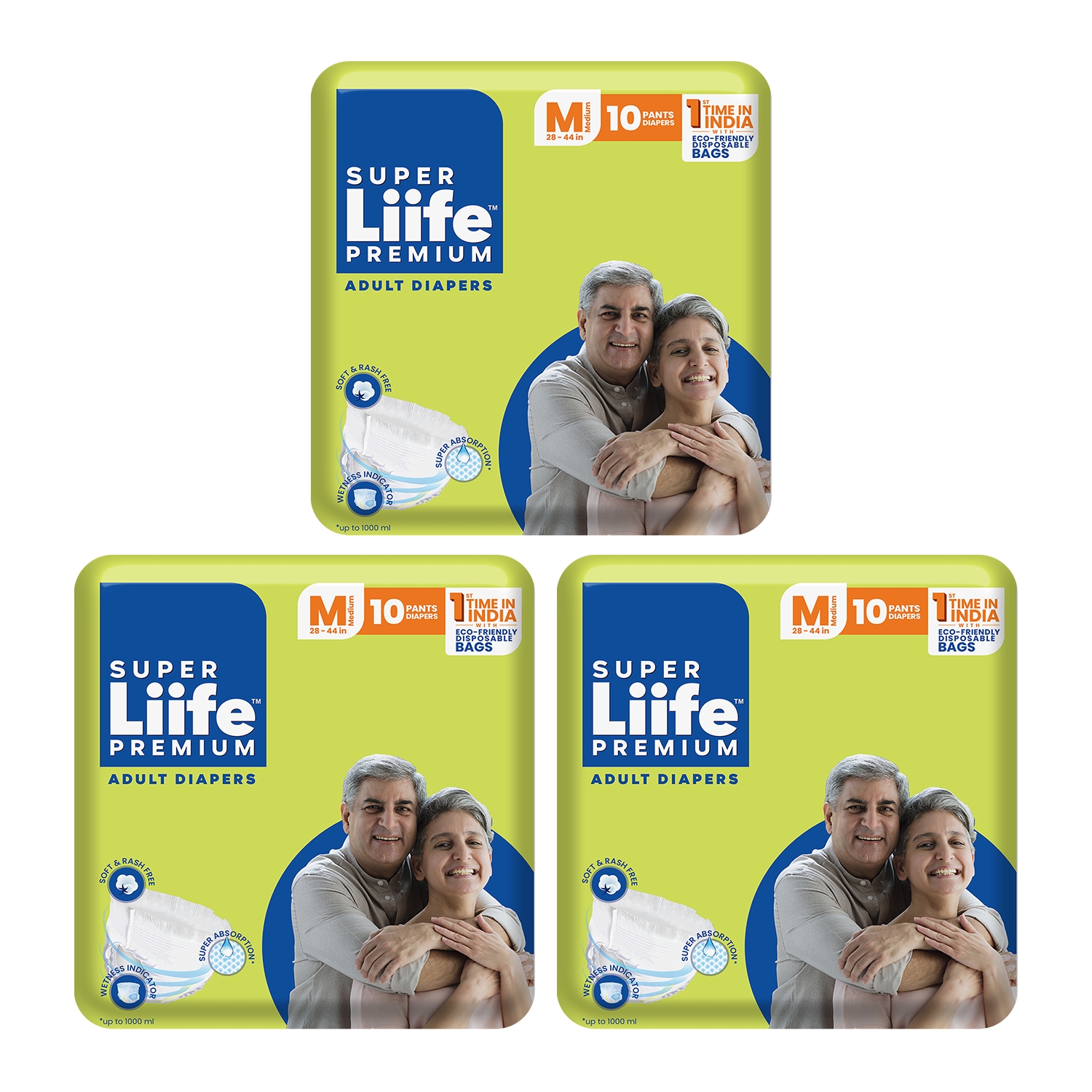 Super Liife | Super Liife Rash Free Adult Diapers Pants with Wetness Indicator and Disposable Bags - 30 Count (Medium) 0