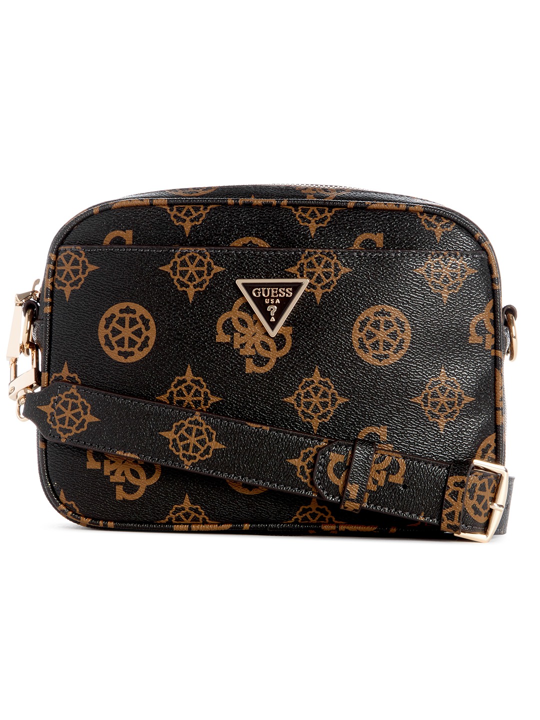 Guess Polyurethane Black Printed Women Meridian Camera Bag