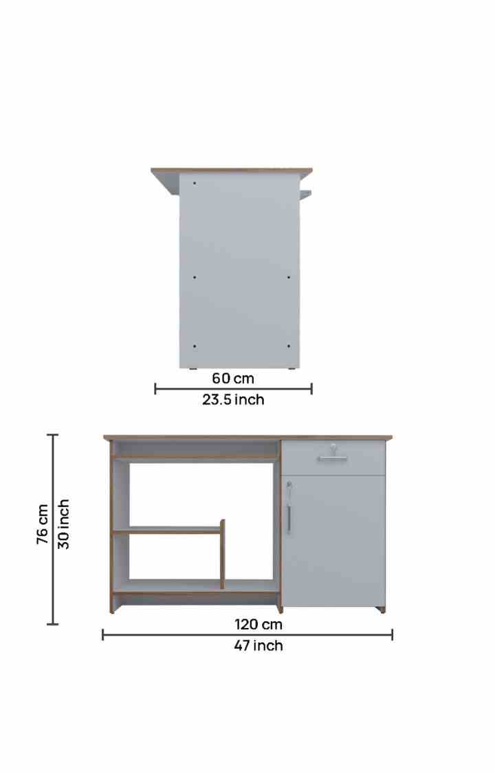 Zanko Study & Computer Table and Office Desk - Frosty White