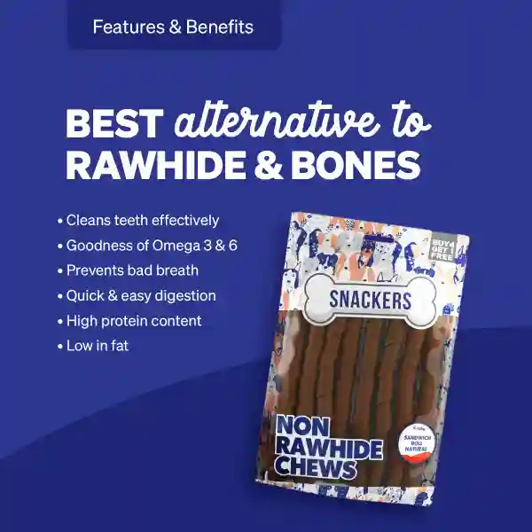 Snackers Non Rawhide Chews Sandwich Roll Natural - 225g