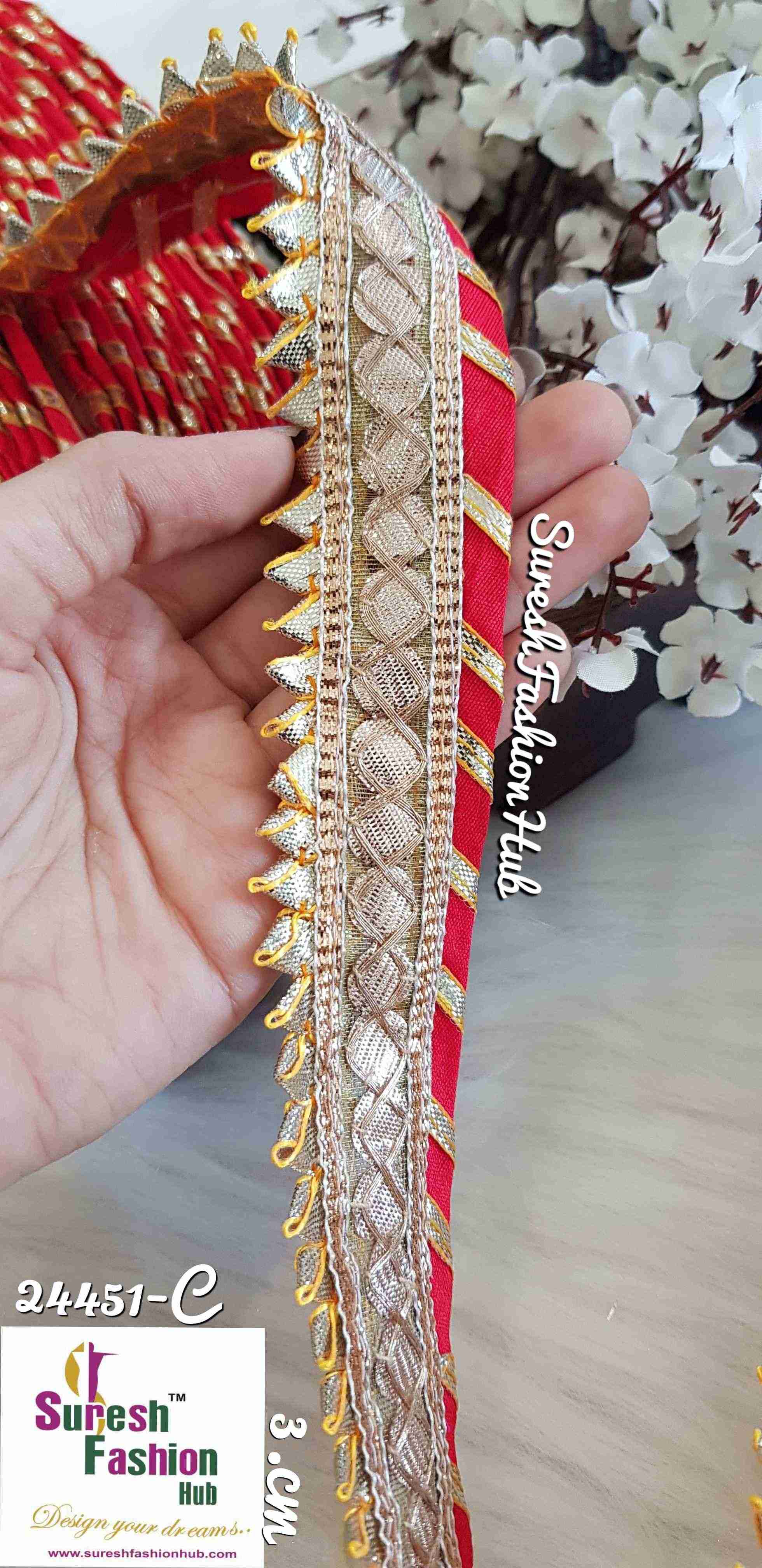 Designer Red Gota Patti Trim