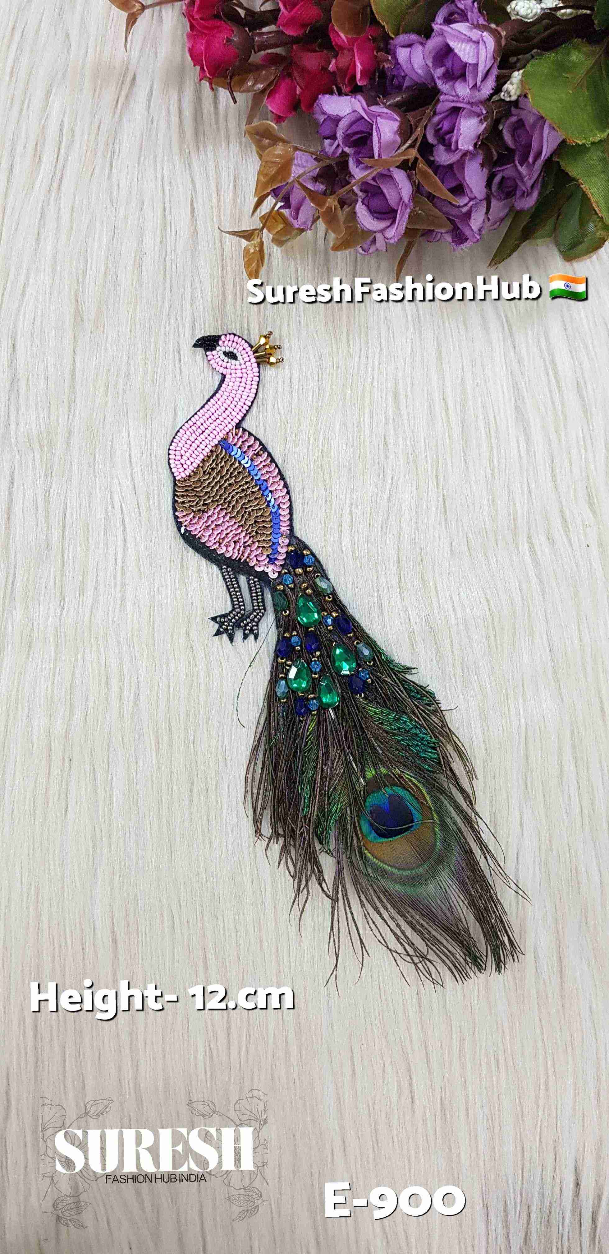 Baby Pink Peacock Patch – Left Facing | E-900
