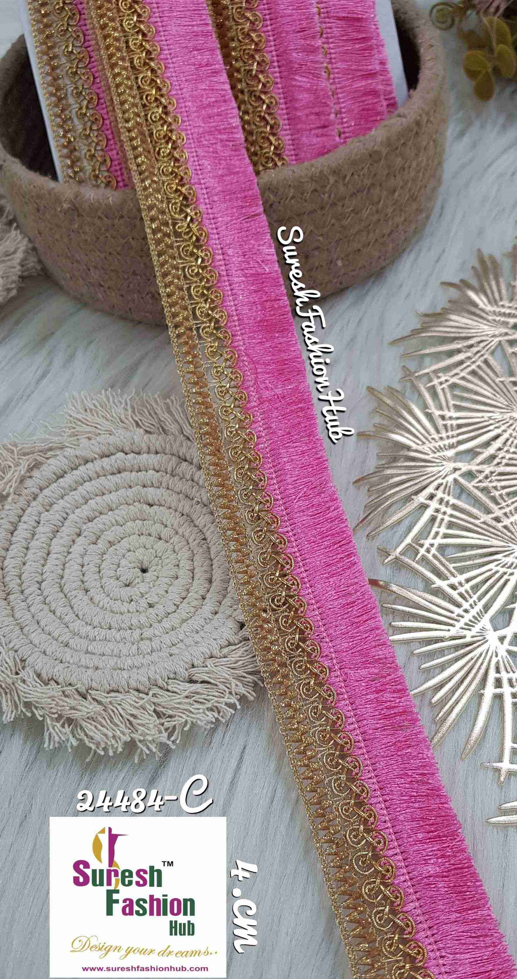 Shimmer Baby Pink Thread Tassel Lace