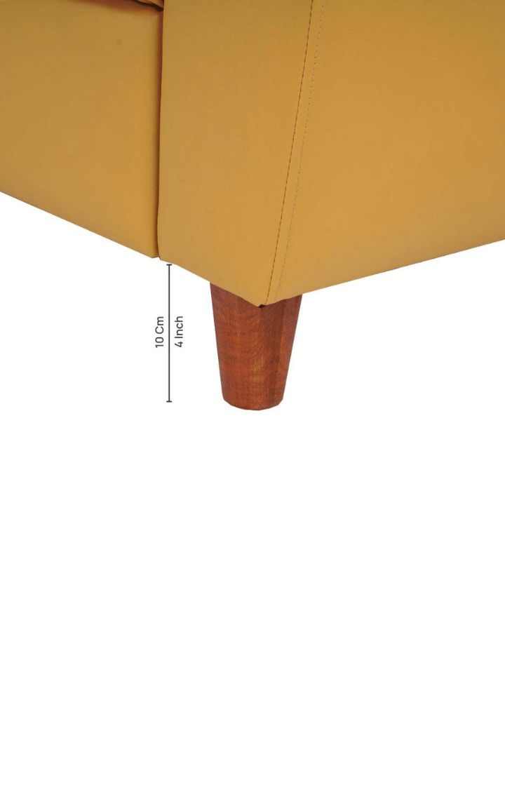neudot Scott Sofa for Living Room |2 Persons Sofa|Premium Leatherette with Cushioned Armrest | Solid Wood Frame|2 Seater in Husky Yellow Color