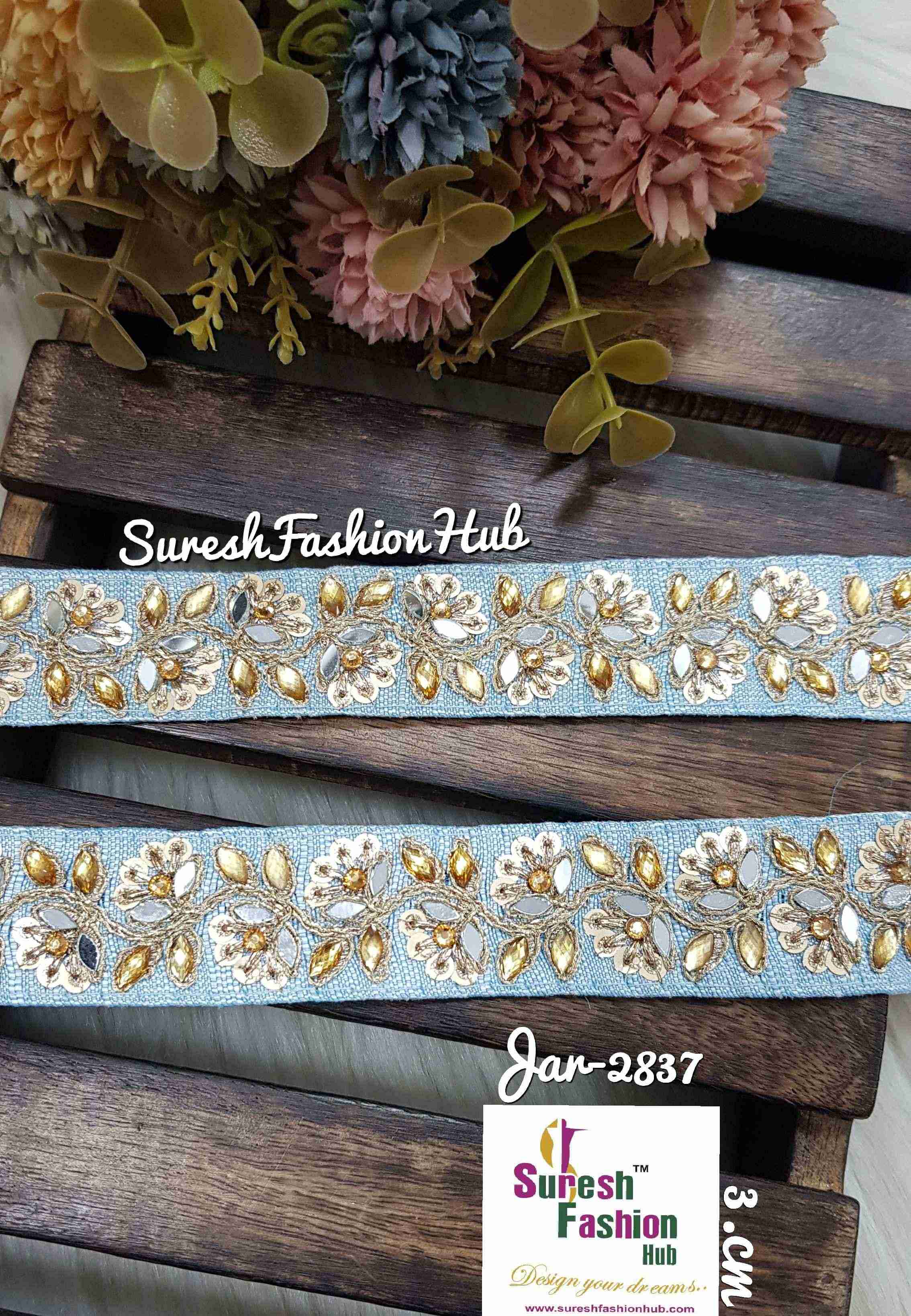 SKY Blue Fabric Jewel Harmony Trim