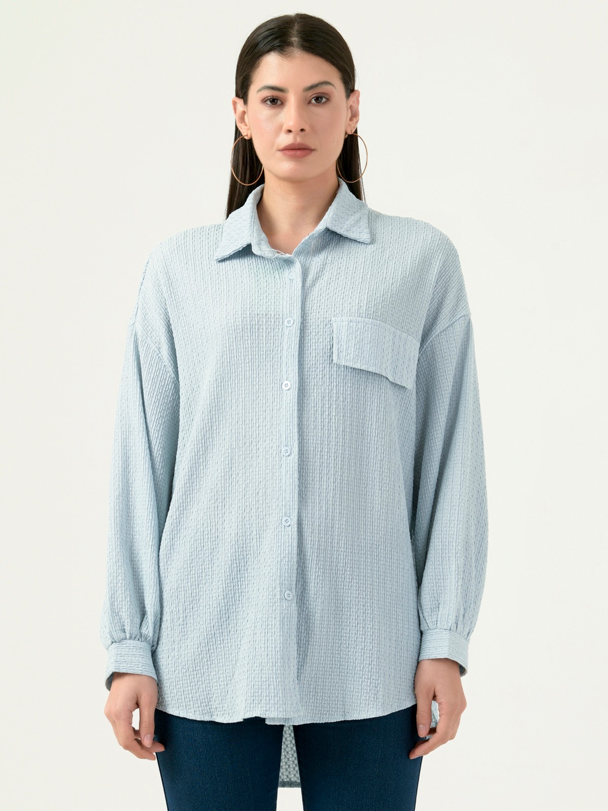 Albion Women Smart Premium L Blue Casual Shirt