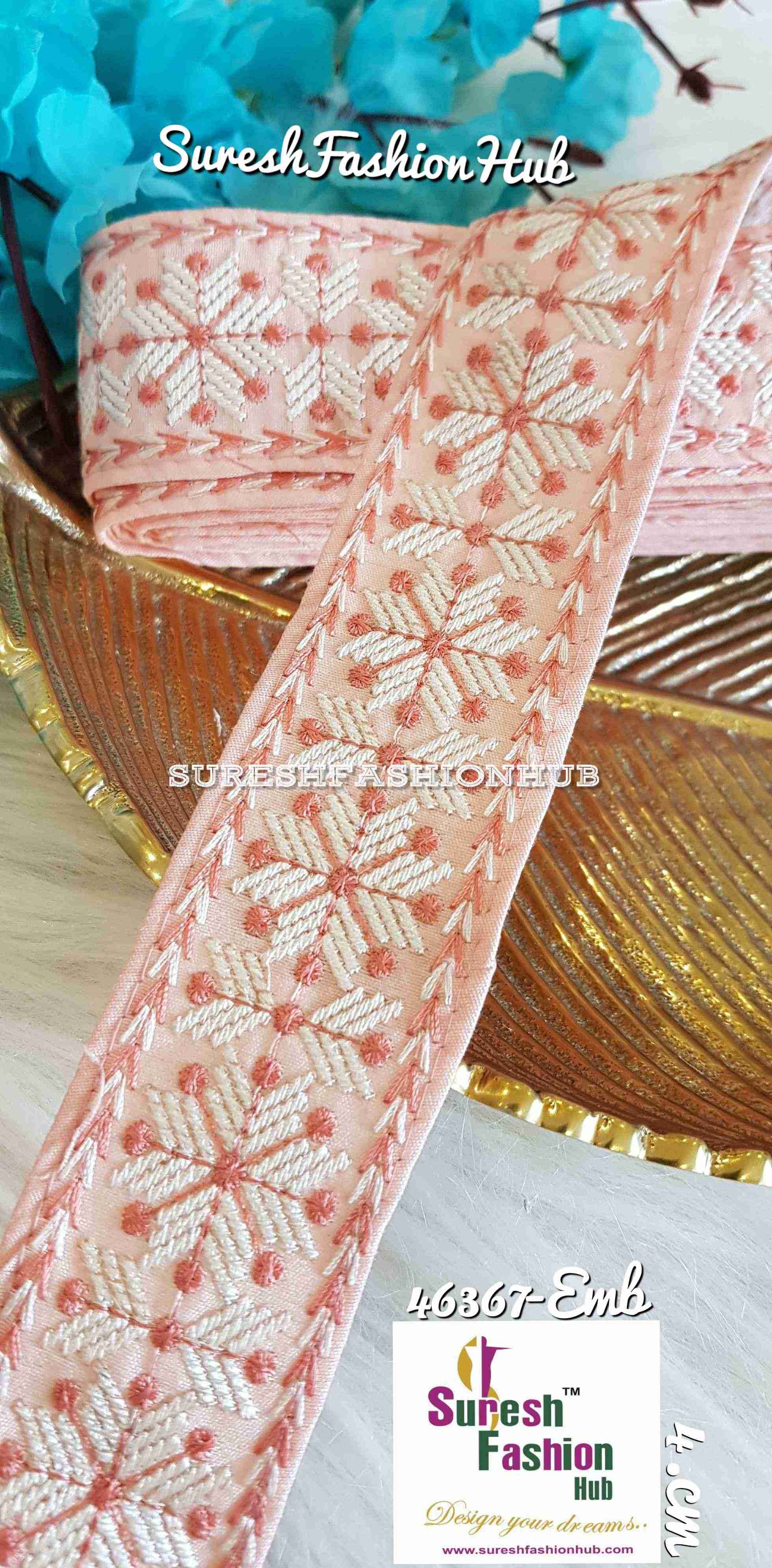 Large Floral Peach Trim
