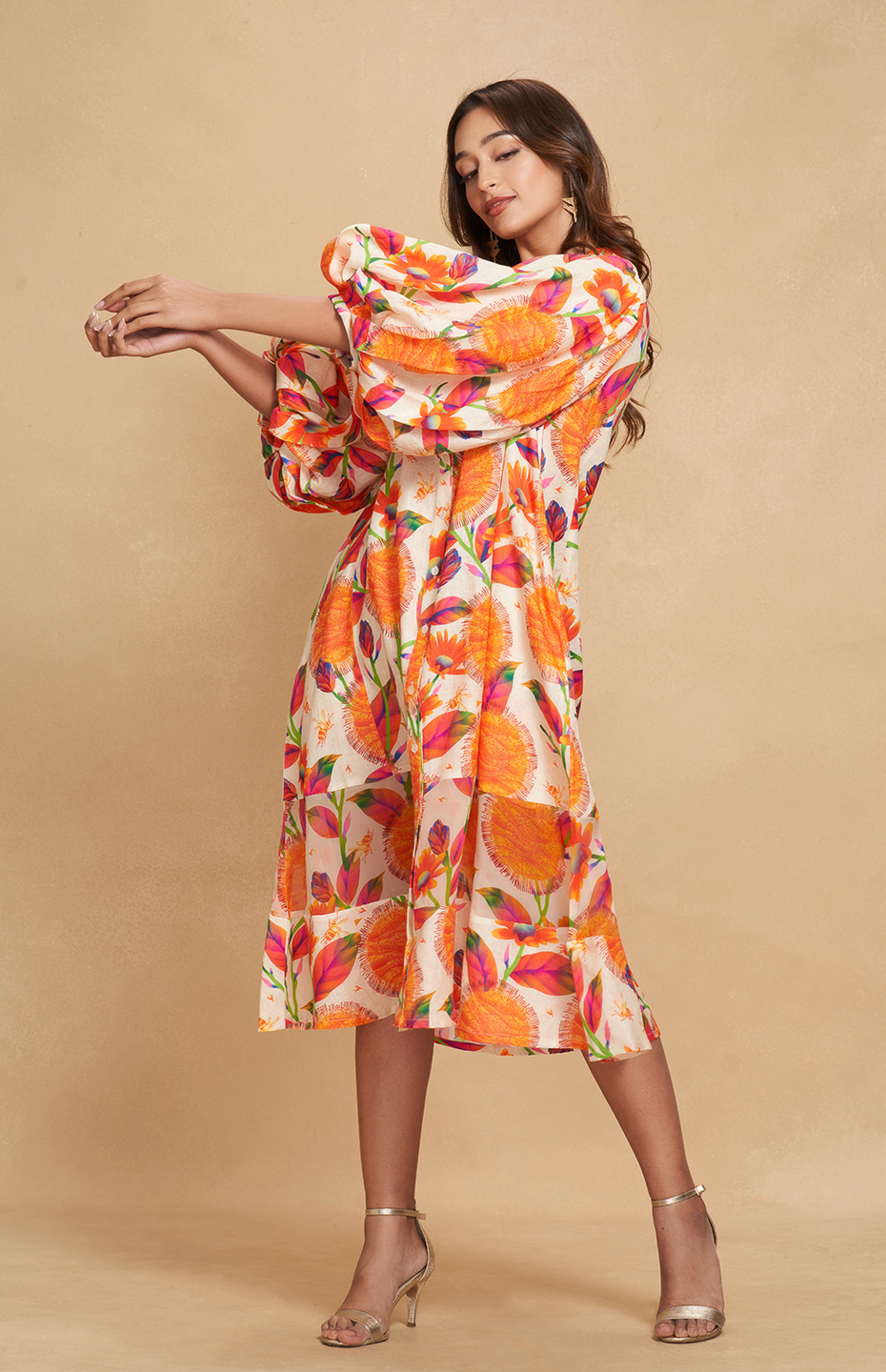 Orange Printed Dress