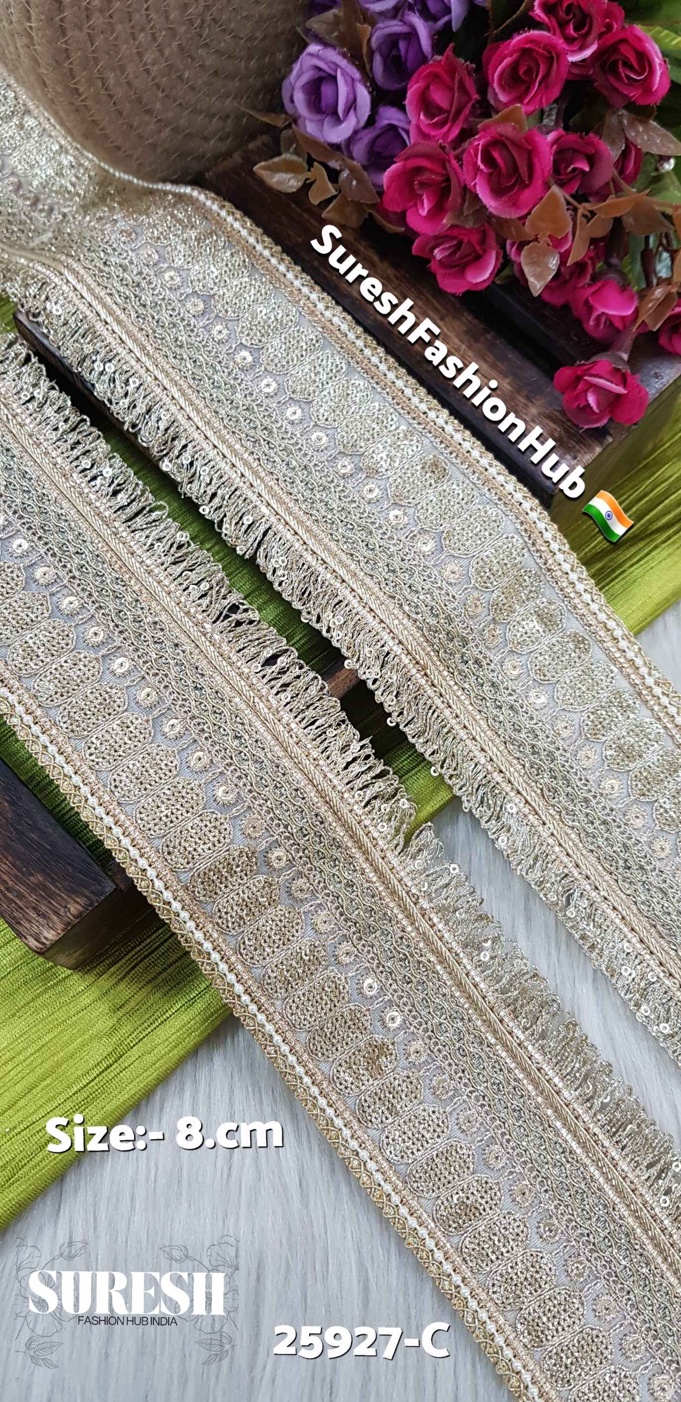 Pearl Grandeur Jhalar & Embroidery Lace – 25927-C