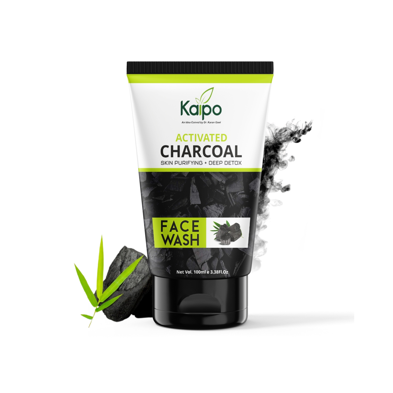 Kaipo Activated Charcoal Face Wash - Helps in Skin Purifying and Deep Detox - Eliminates Excess Dirt, Oil & Dead Skin Cells : Anti-Pollution & Anti Acne Face Wash : 100ml : Pack of 1