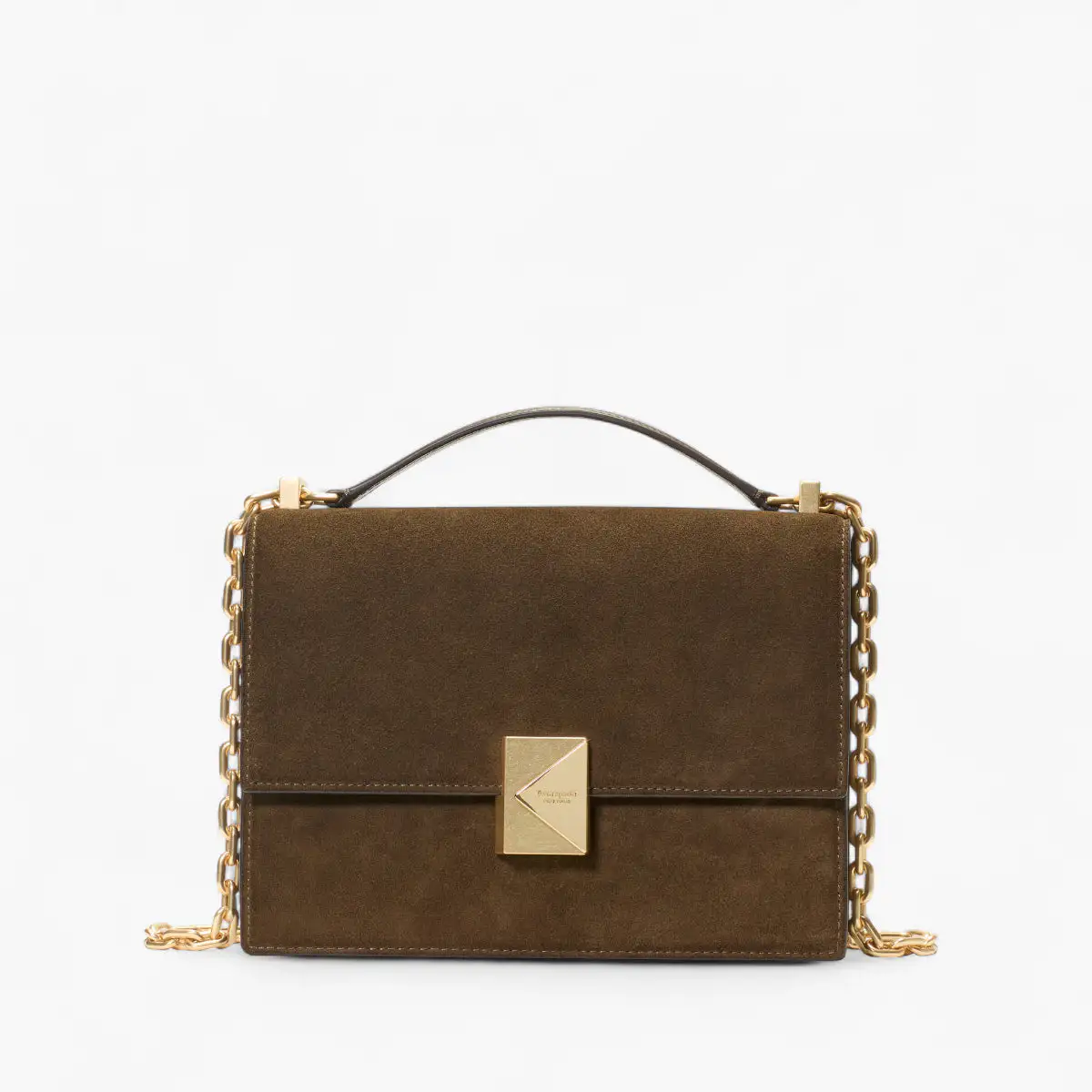 Deco Suede Chain Shoulder Bag