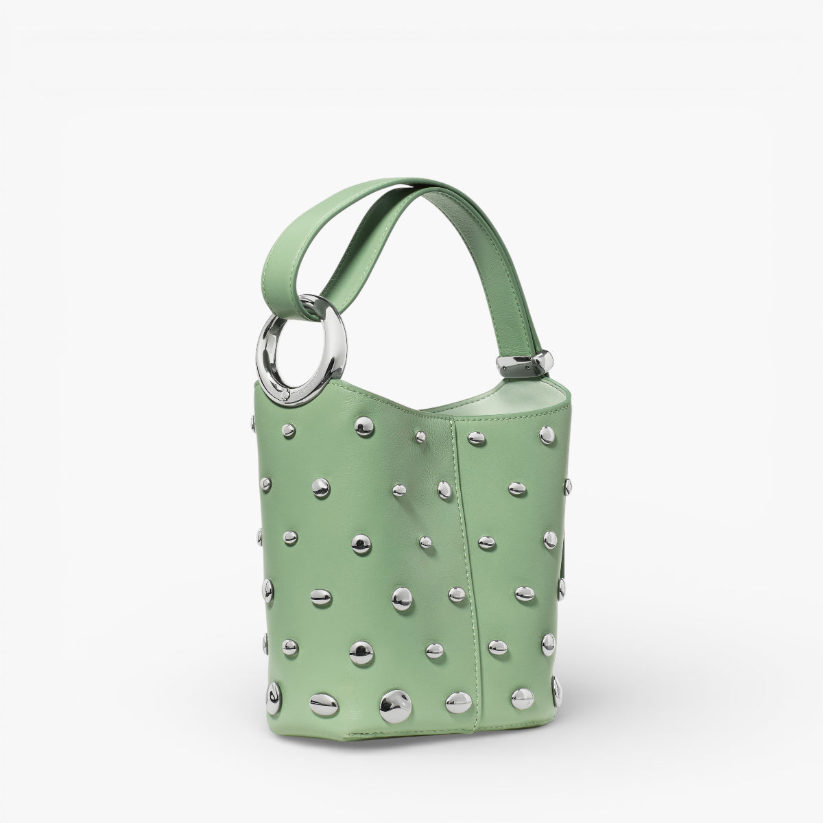 Halo Studded Fine Grain Leather Mini Bucket