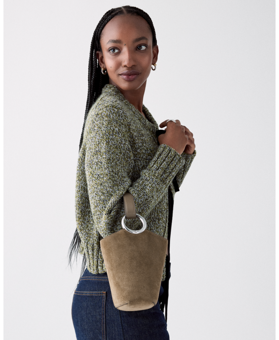 Halo Suede Mini Bucket Bag