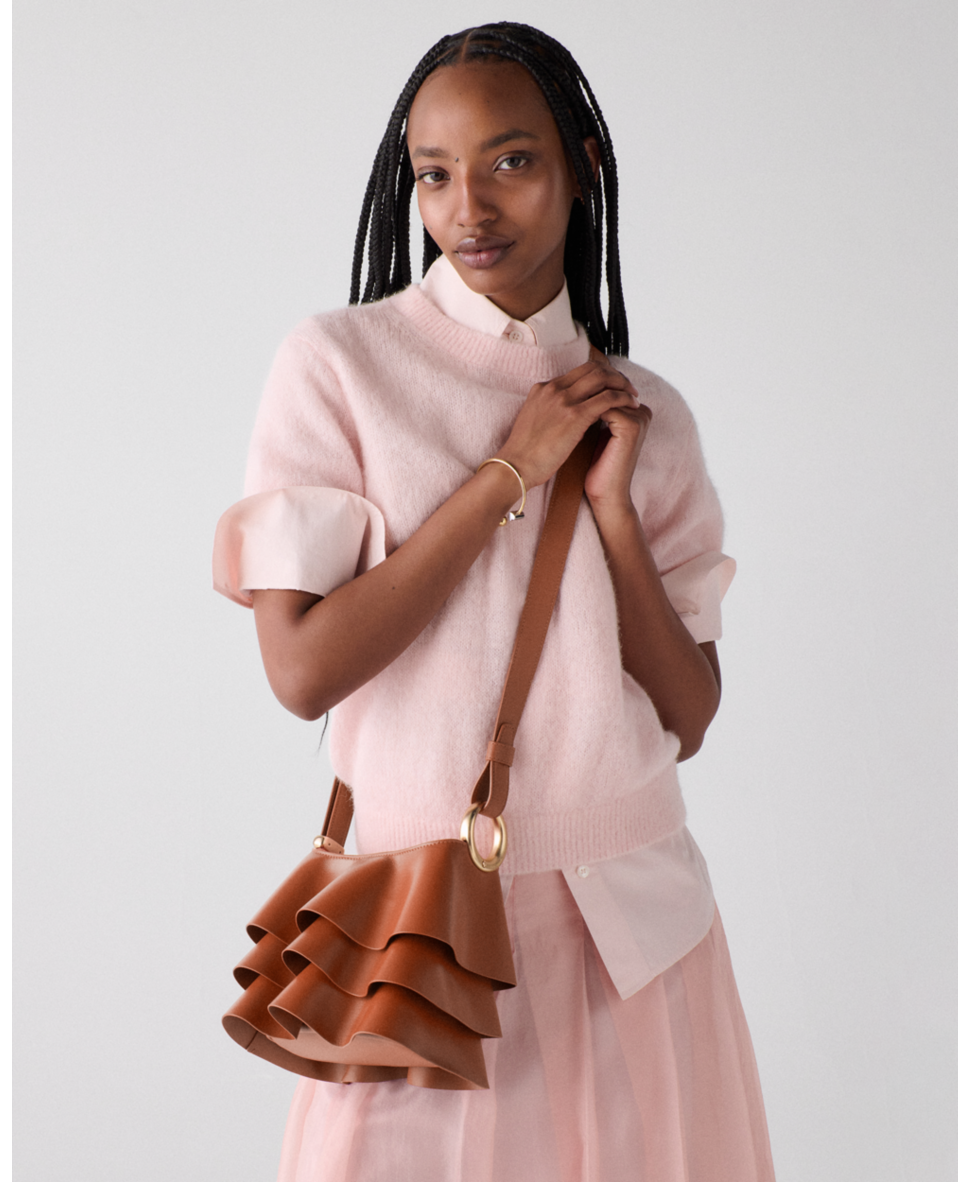 Halo Pleated Wave Mini Bucket Bag