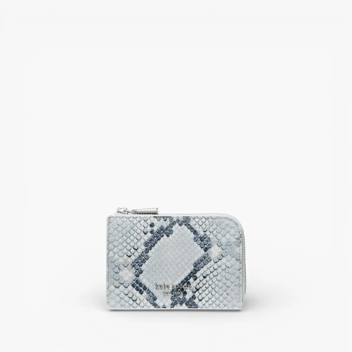 Mini Zip Card Case Snake Embossed Leather Mini Zip Card Case