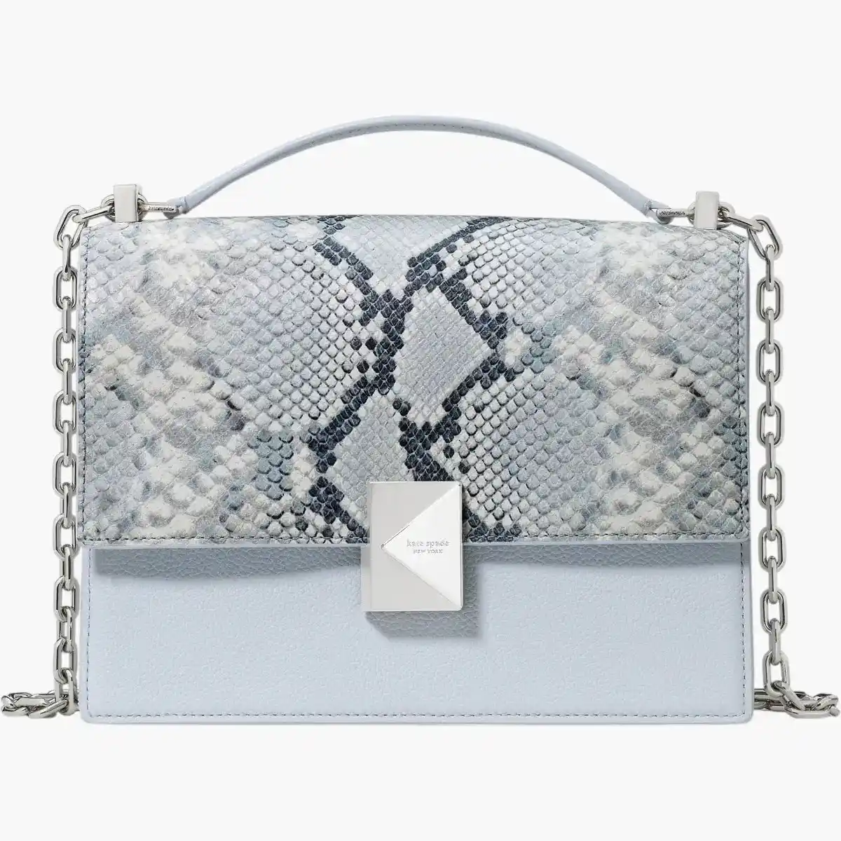 Deco Snake Embossed Chain Shoulder Bag