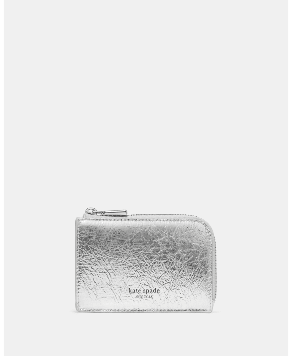 Crinkle Metallic Mini Zip Card Case