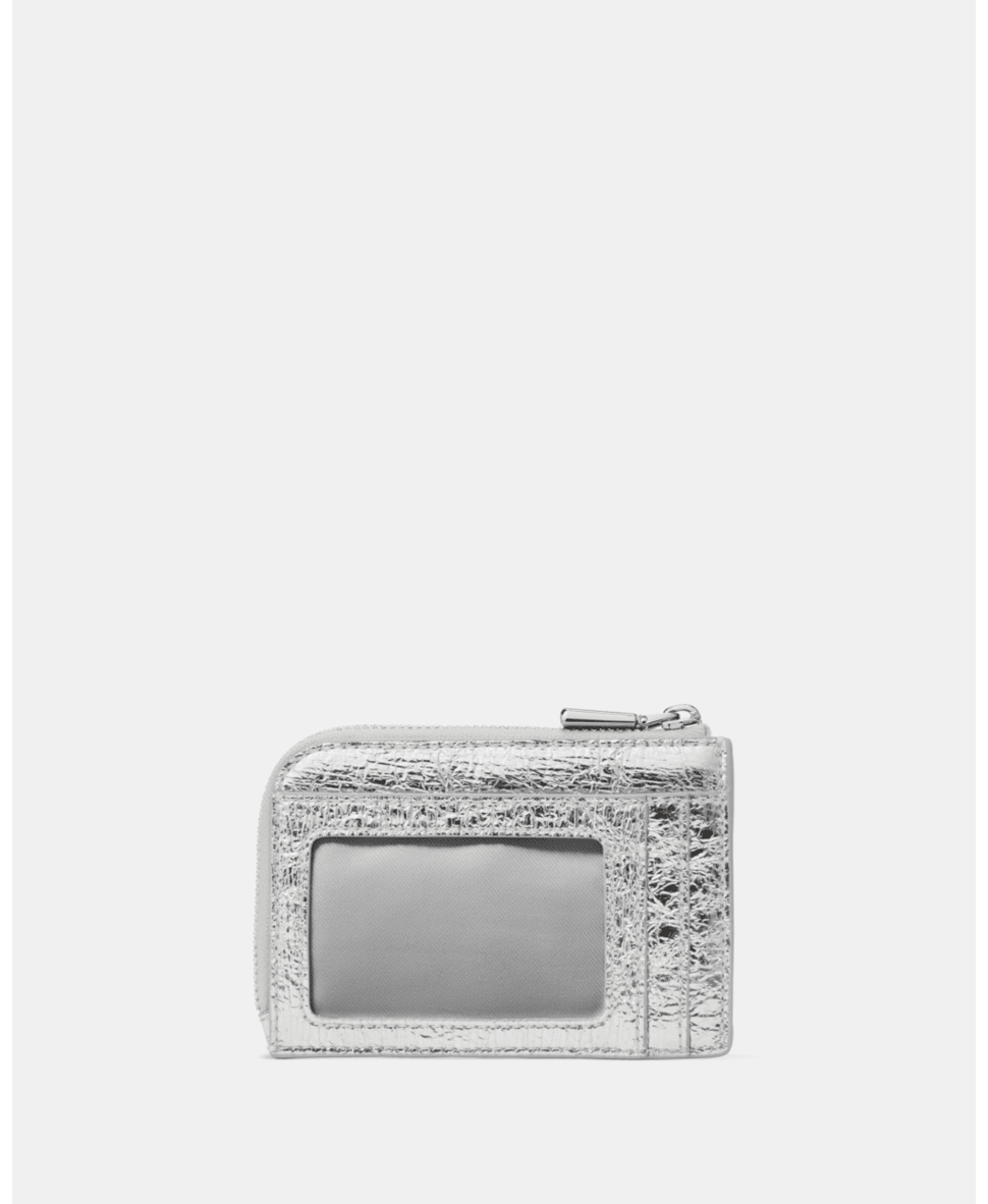Crinkle Metallic Mini Zip Card Case