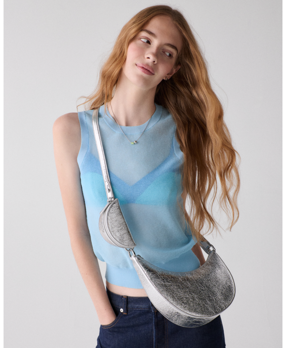 Duo Crinkle Metallic Leather Crossbody Bag