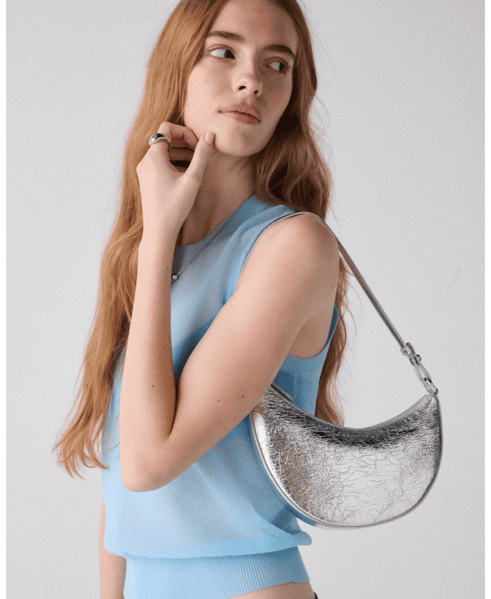 Duo Crinkle Metallic Mini Shoulder