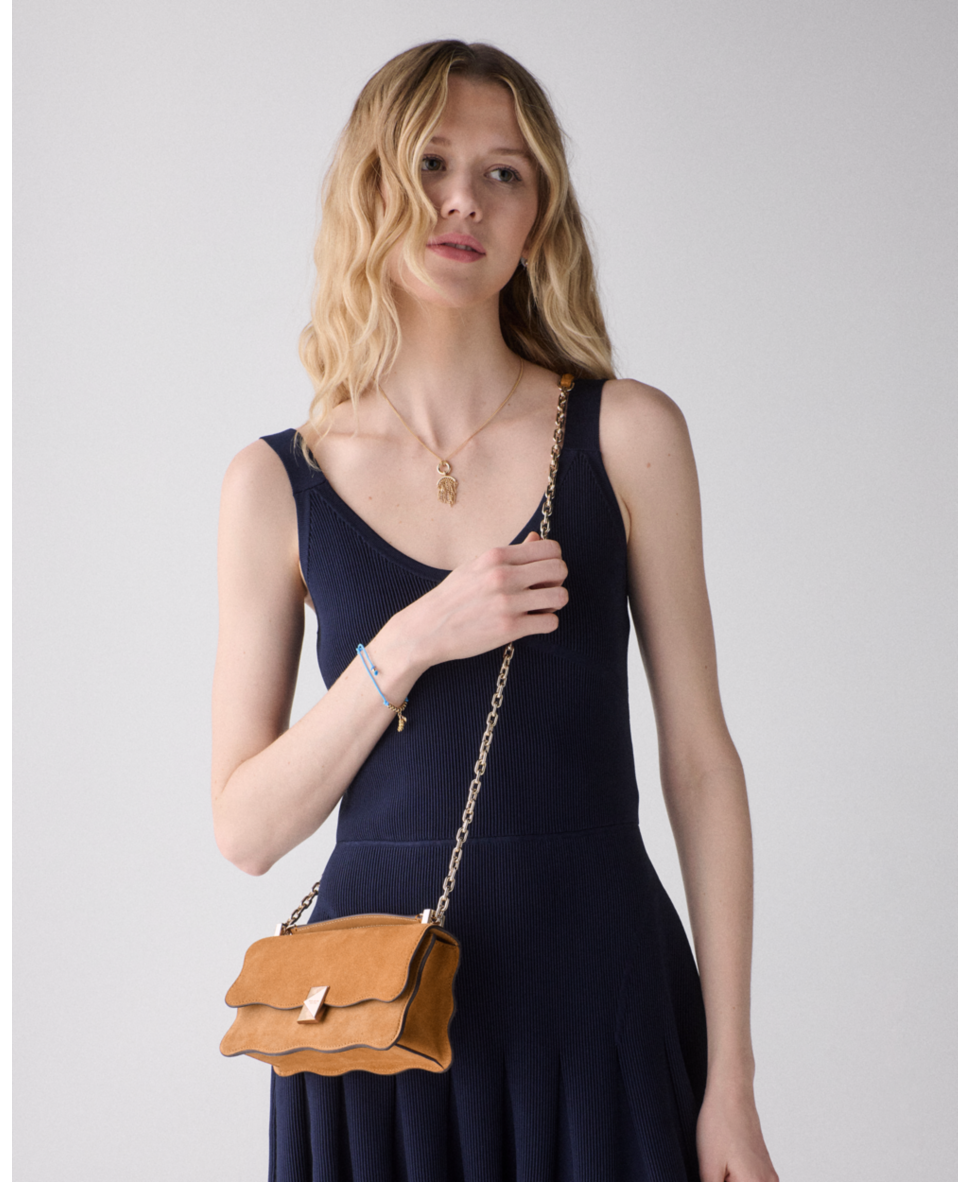 Deco Wavy Suede Mini Crossbody Bag