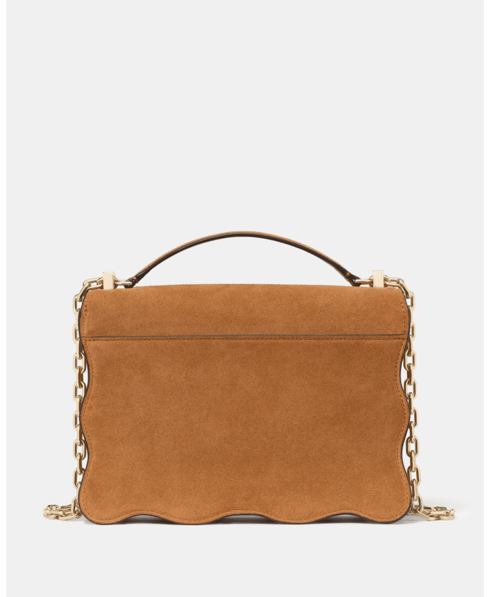 Deco Wavy Suede Chain Shoulder Bag