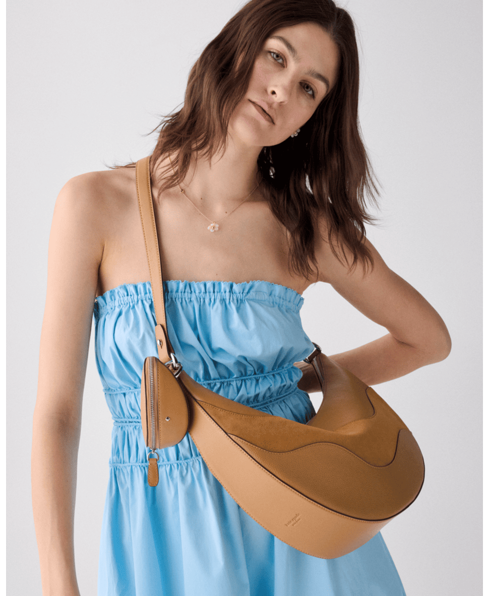 Duo Wavy Suede Large Crossbody Bag