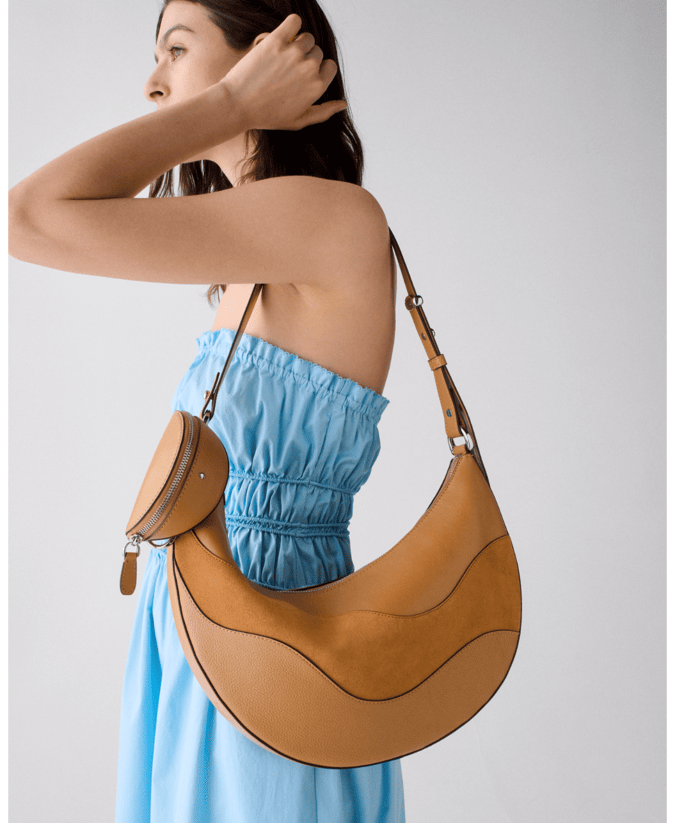 Duo Wavy Suede Large Crossbody Bag