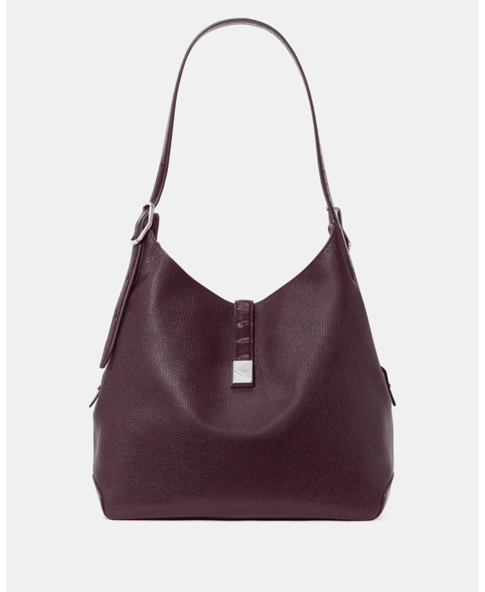 Deco Croc Embossed Large Shoulder Bag