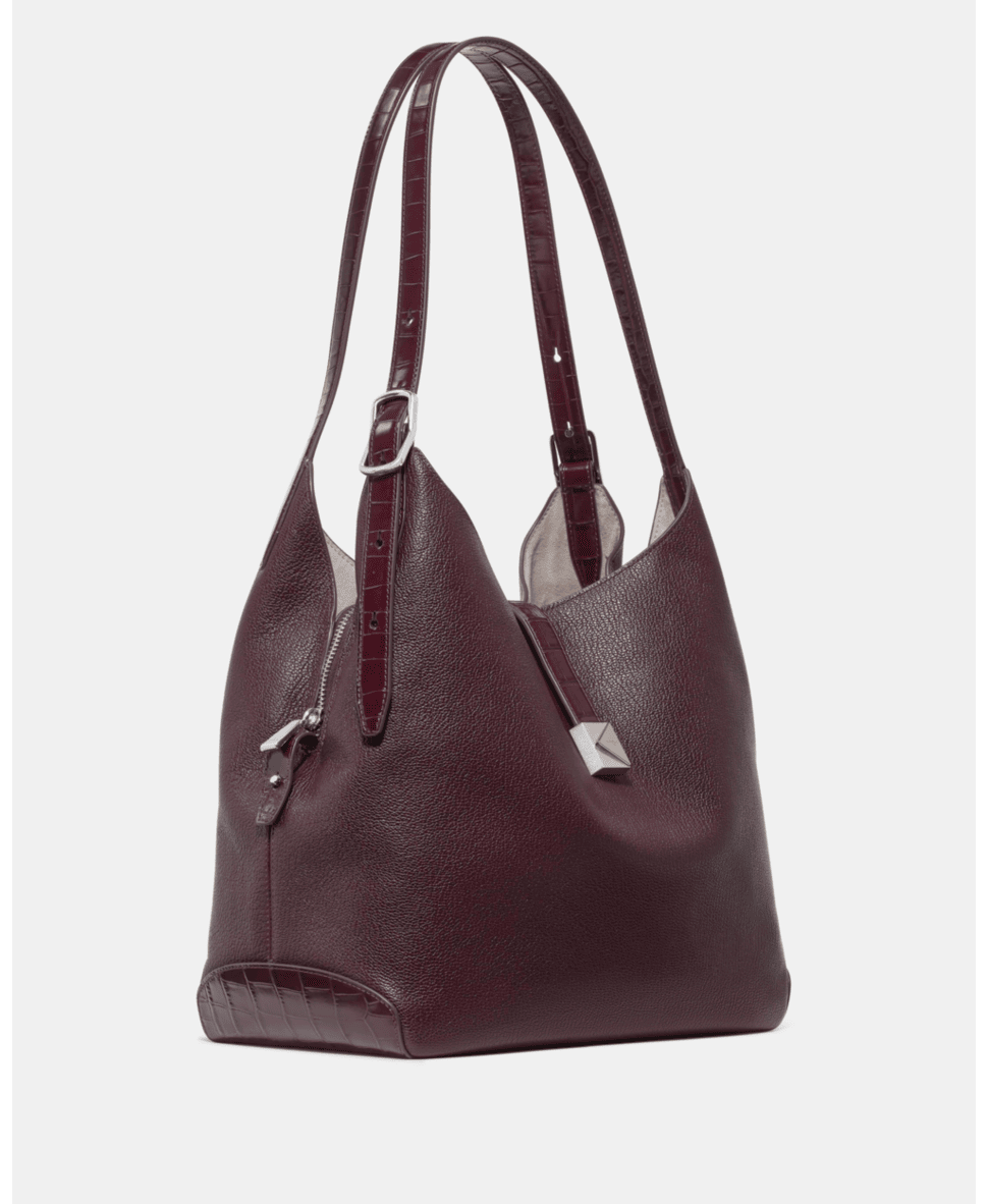 Deco Croc Embossed Large Shoulder Bag