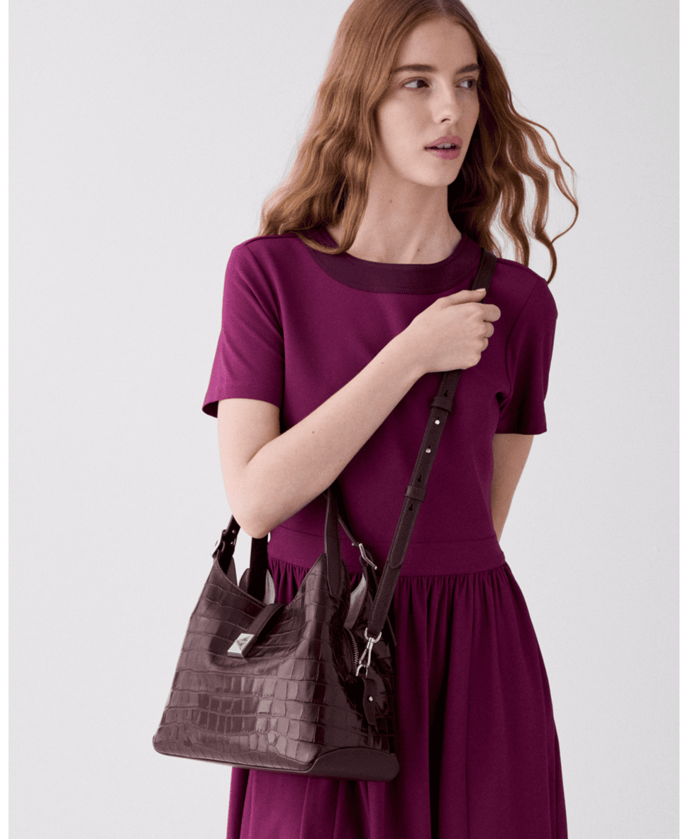 Deco Croc Embossed Crossbody Tote