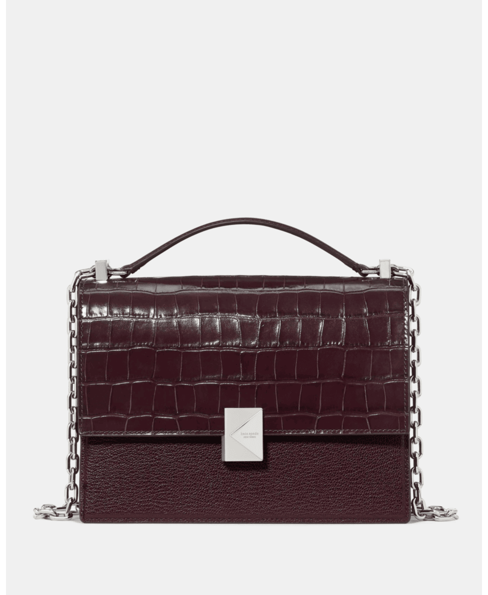 Deco Croc Embossed Chain Shoulder Bag