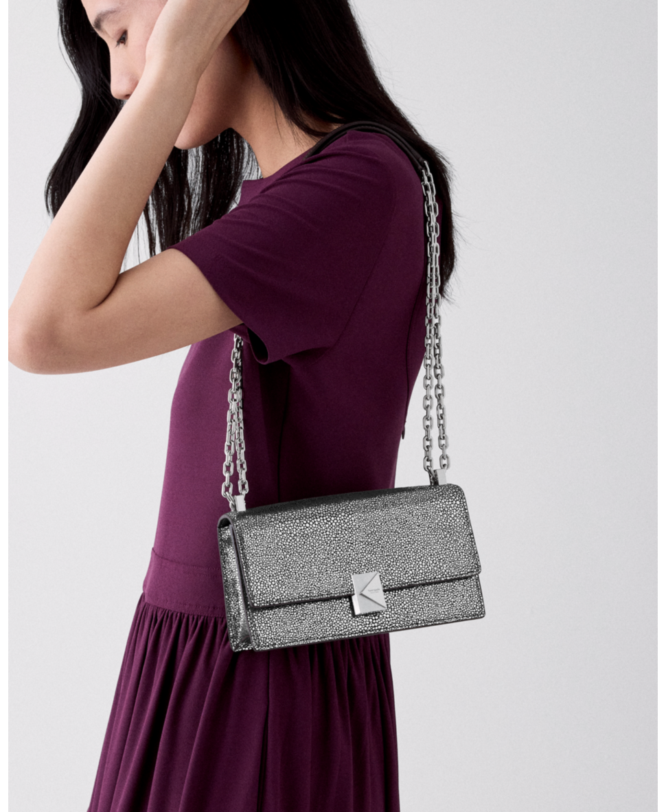 Deco Metallic Dot Suede Mini Crossbody Bag